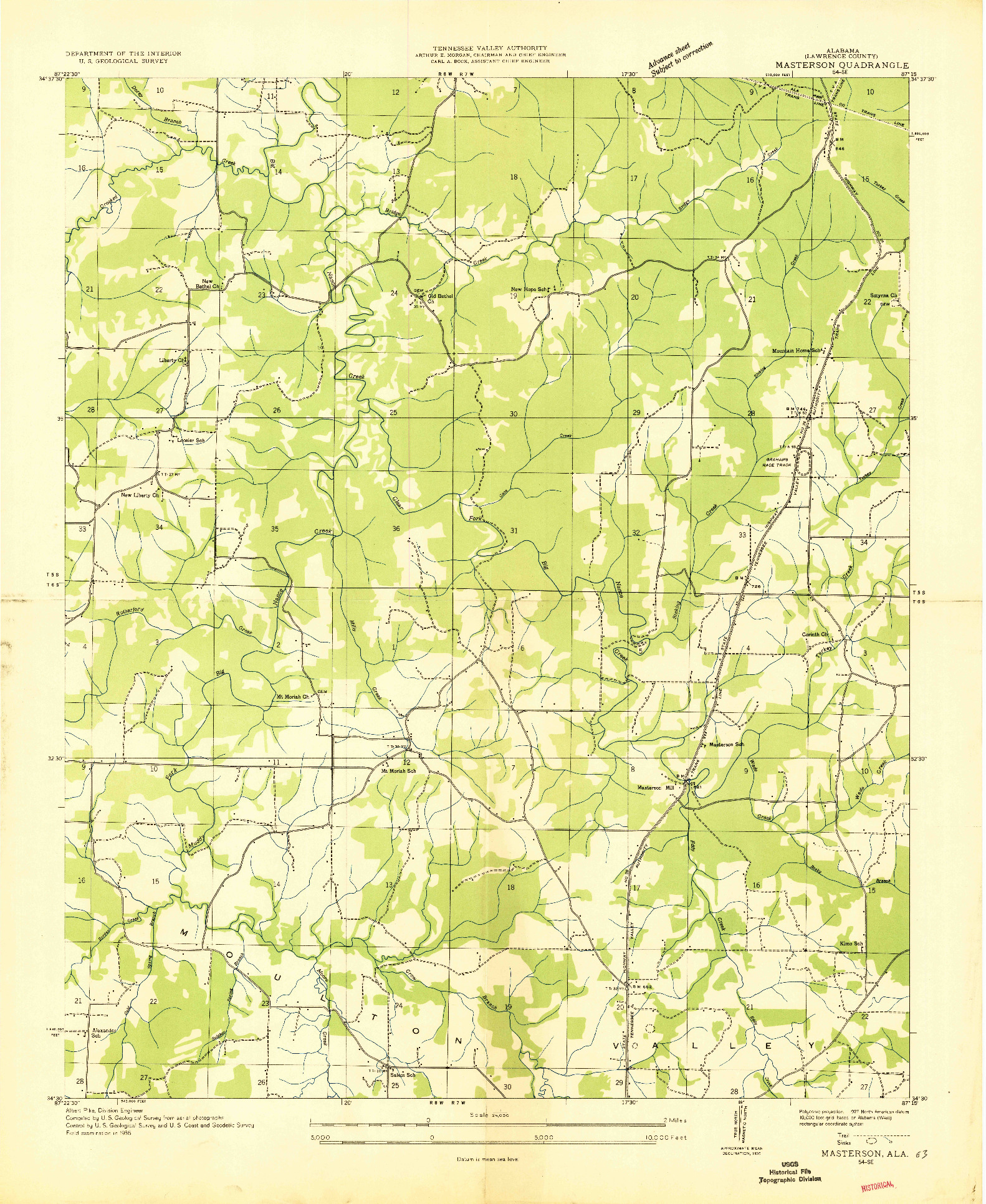 USGS 1:24000-SCALE QUADRANGLE FOR MASTERSON, AL 1936