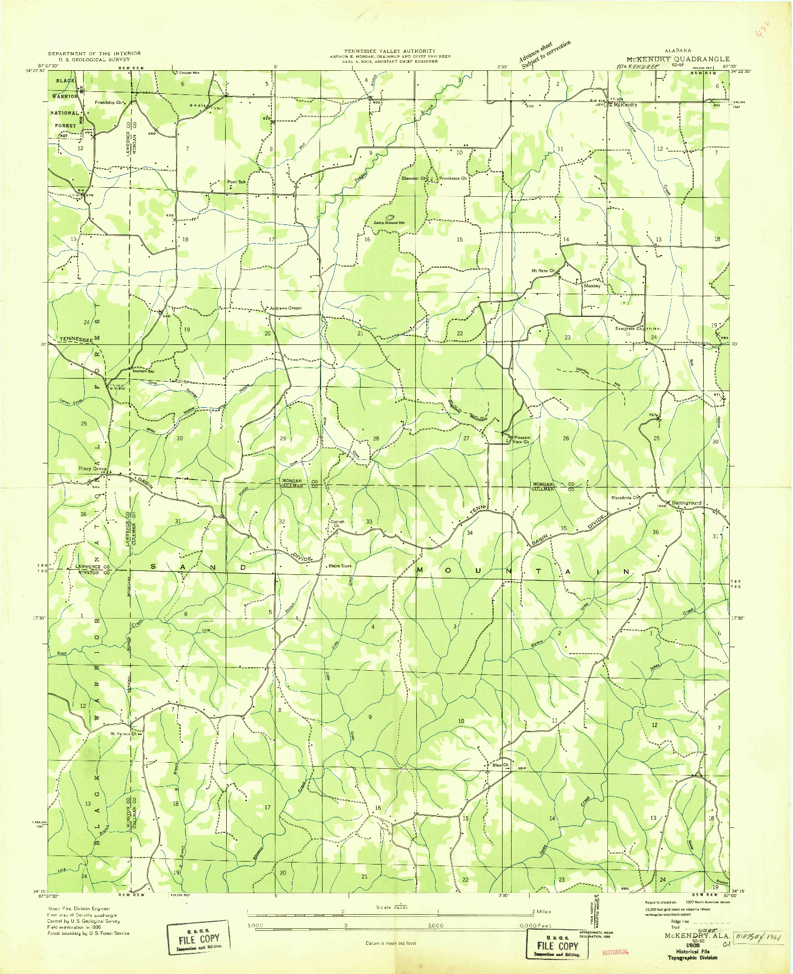 USGS 1:24000-SCALE QUADRANGLE FOR MC KENDRY, AL 1936