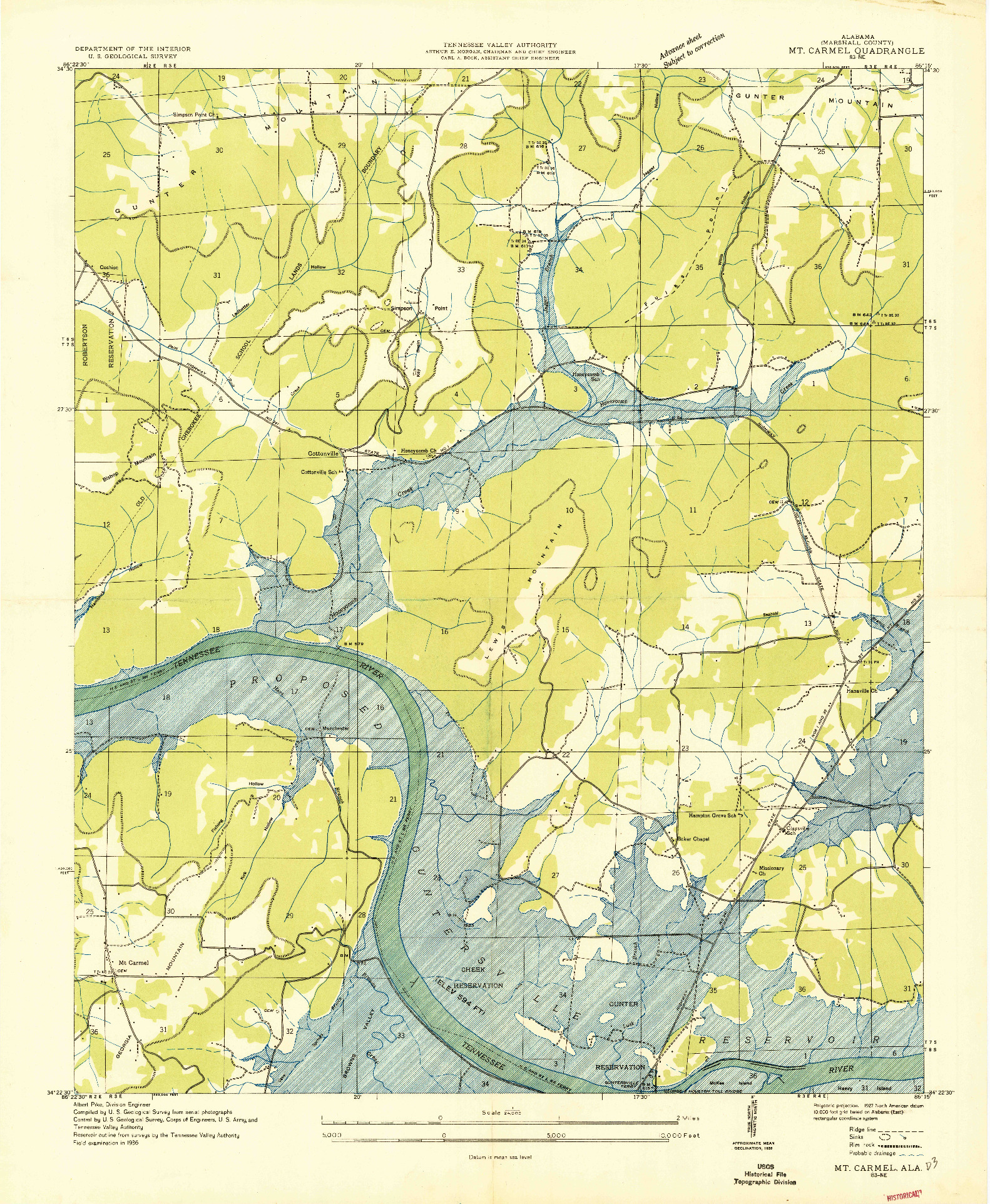 USGS 1:24000-SCALE QUADRANGLE FOR MT CARMEL, AL 1936