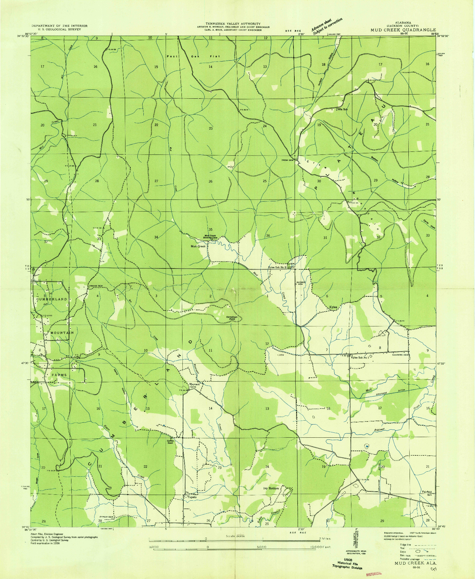 USGS 1:24000-SCALE QUADRANGLE FOR MUD CREEK, AL 1936