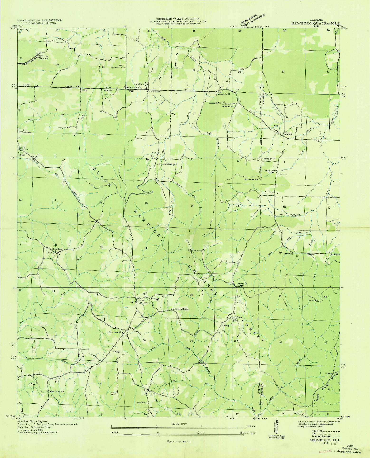 USGS 1:24000-SCALE QUADRANGLE FOR NEWBURG, AL 1936