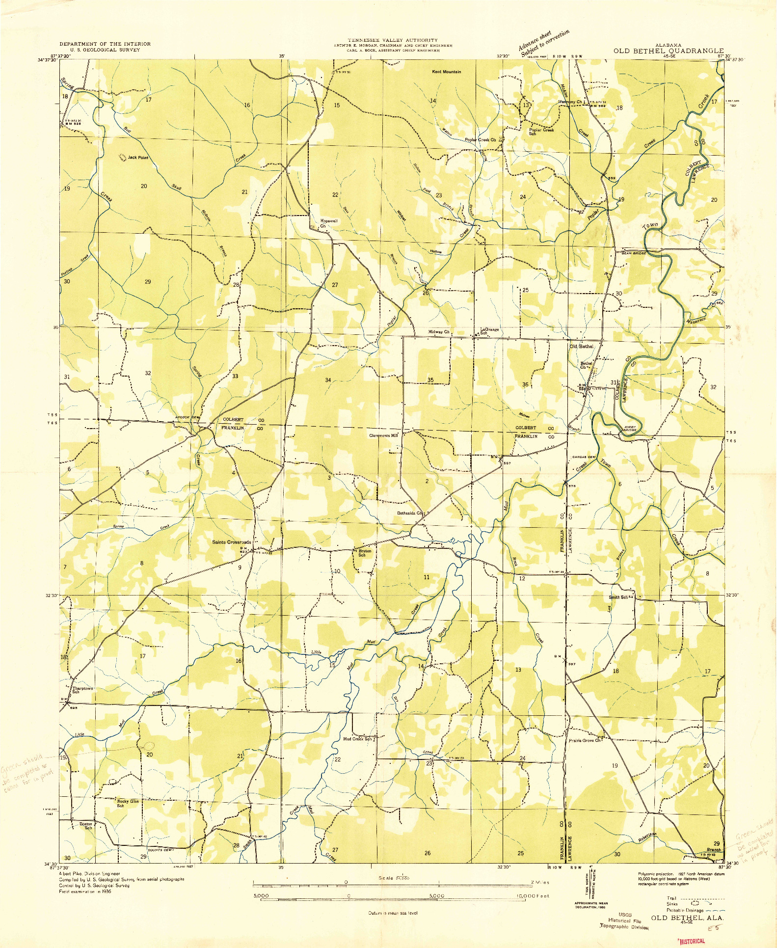 USGS 1:24000-SCALE QUADRANGLE FOR OLD BETHEL, AL 1936