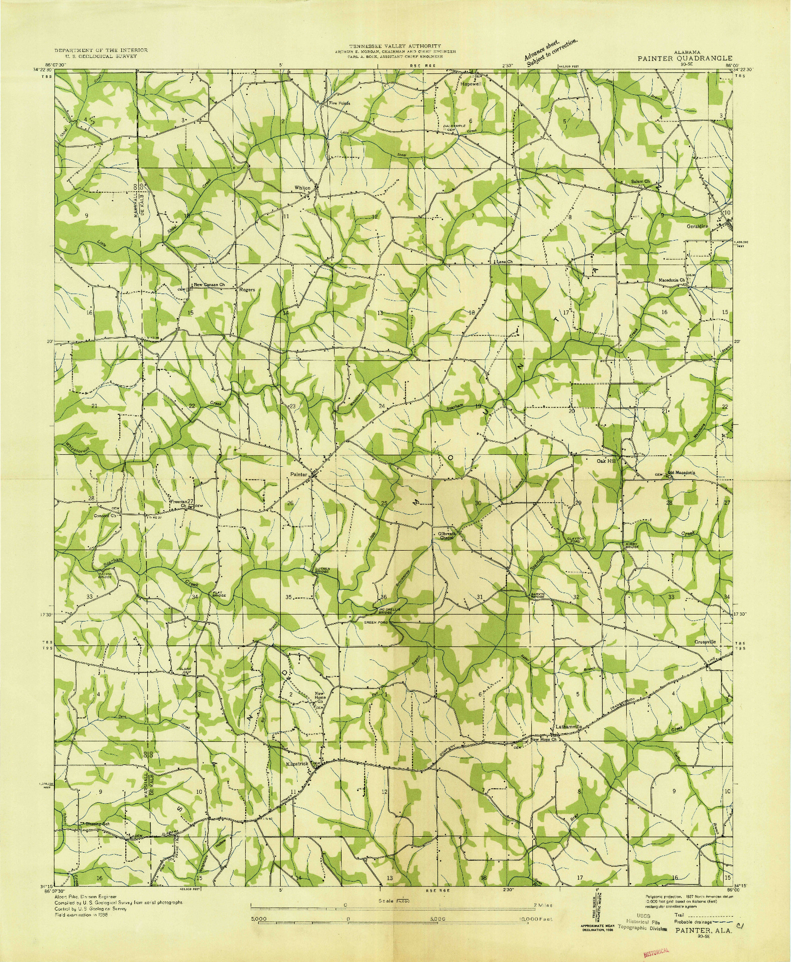 USGS 1:24000-SCALE QUADRANGLE FOR PAINTER, AL 1936