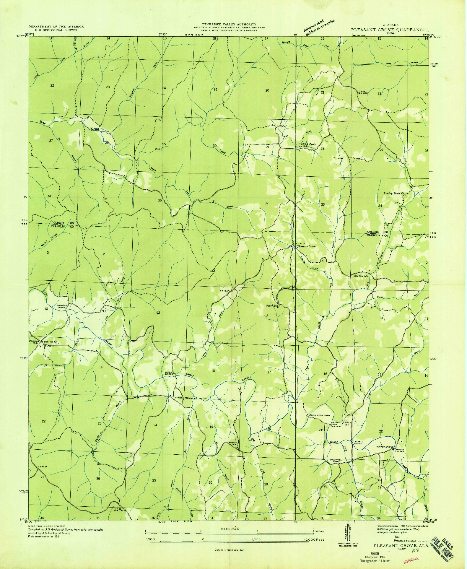 USGS 1:24000-SCALE QUADRANGLE FOR PLEASANT GROVE, AL 1936