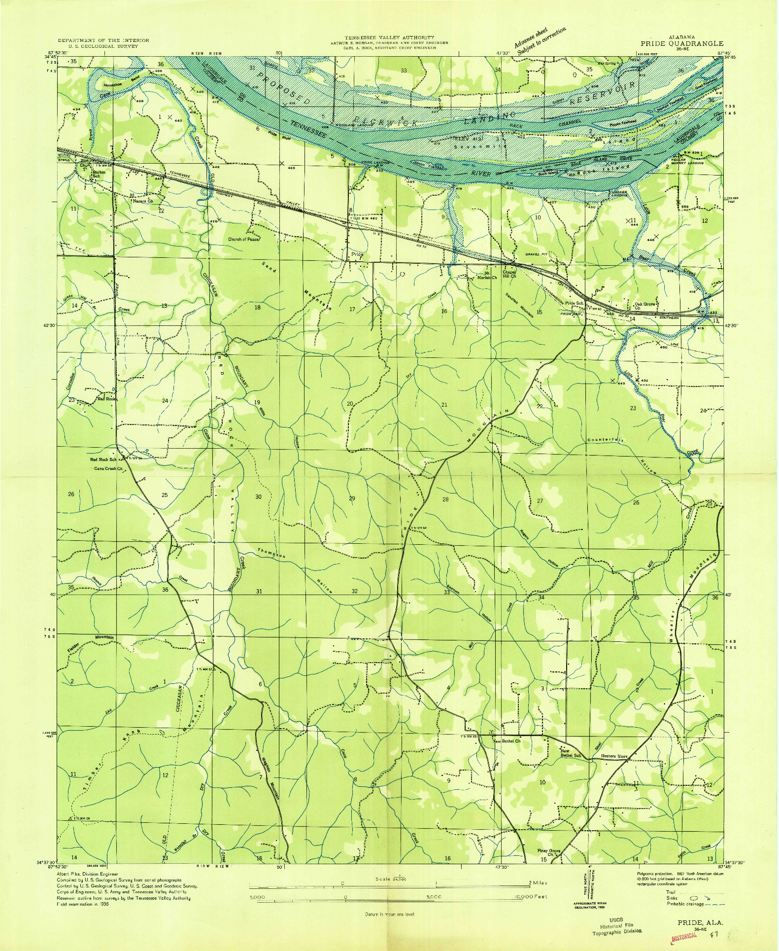 USGS 1:24000-SCALE QUADRANGLE FOR PRIDE, AL 1936
