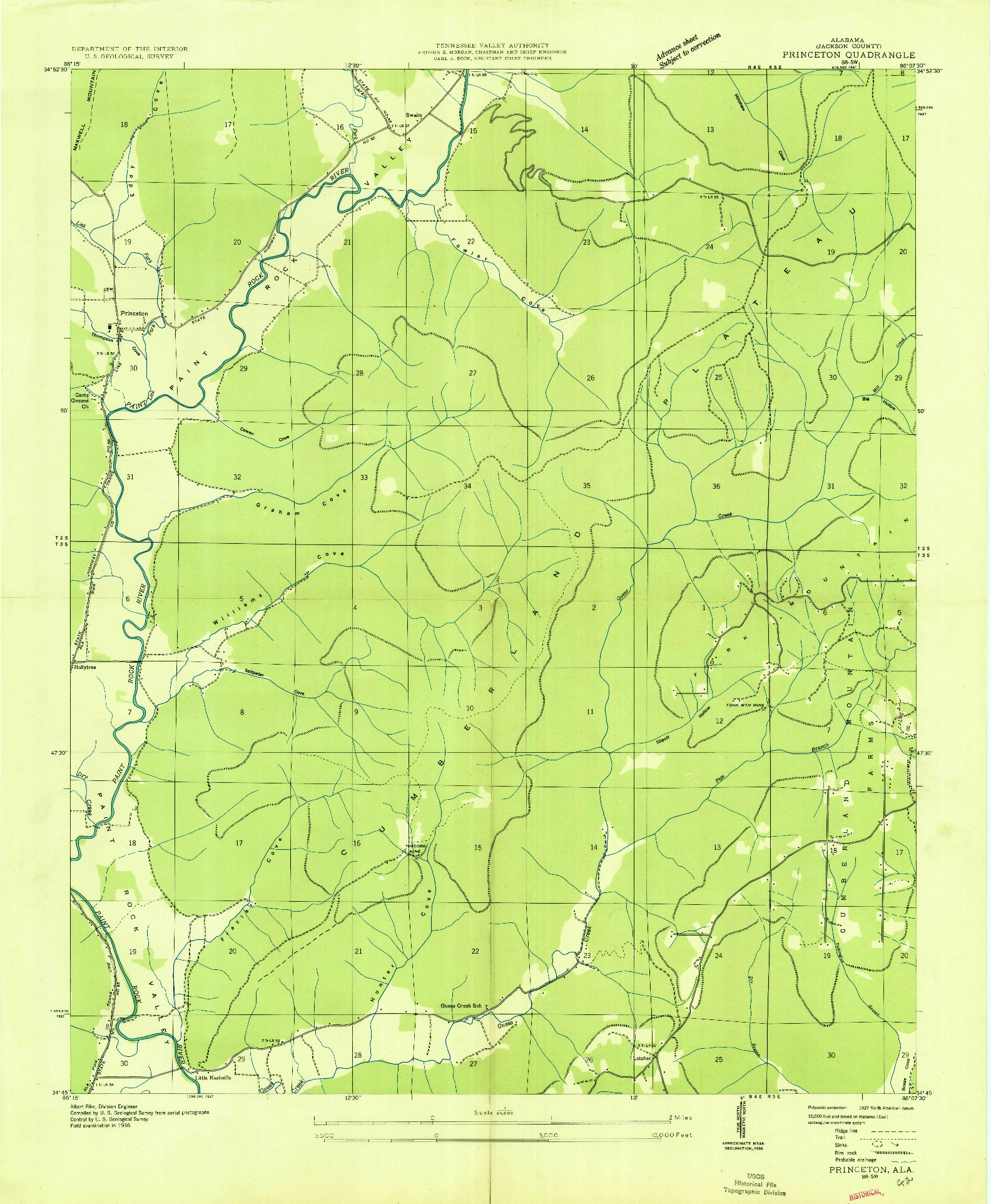 USGS 1:24000-SCALE QUADRANGLE FOR PRINCETON, AL 1936