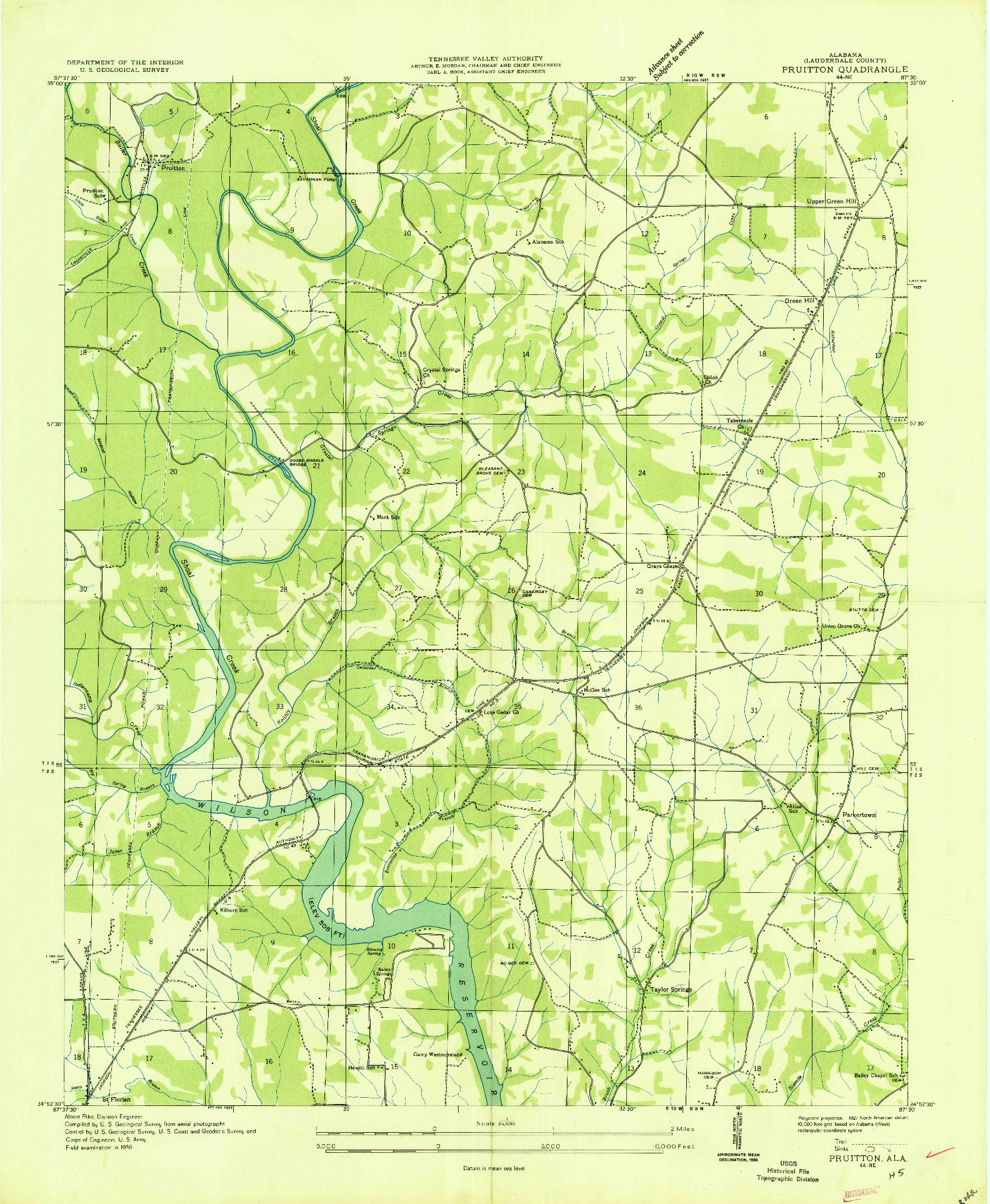 USGS 1:24000-SCALE QUADRANGLE FOR PRUITTON, AL 1936