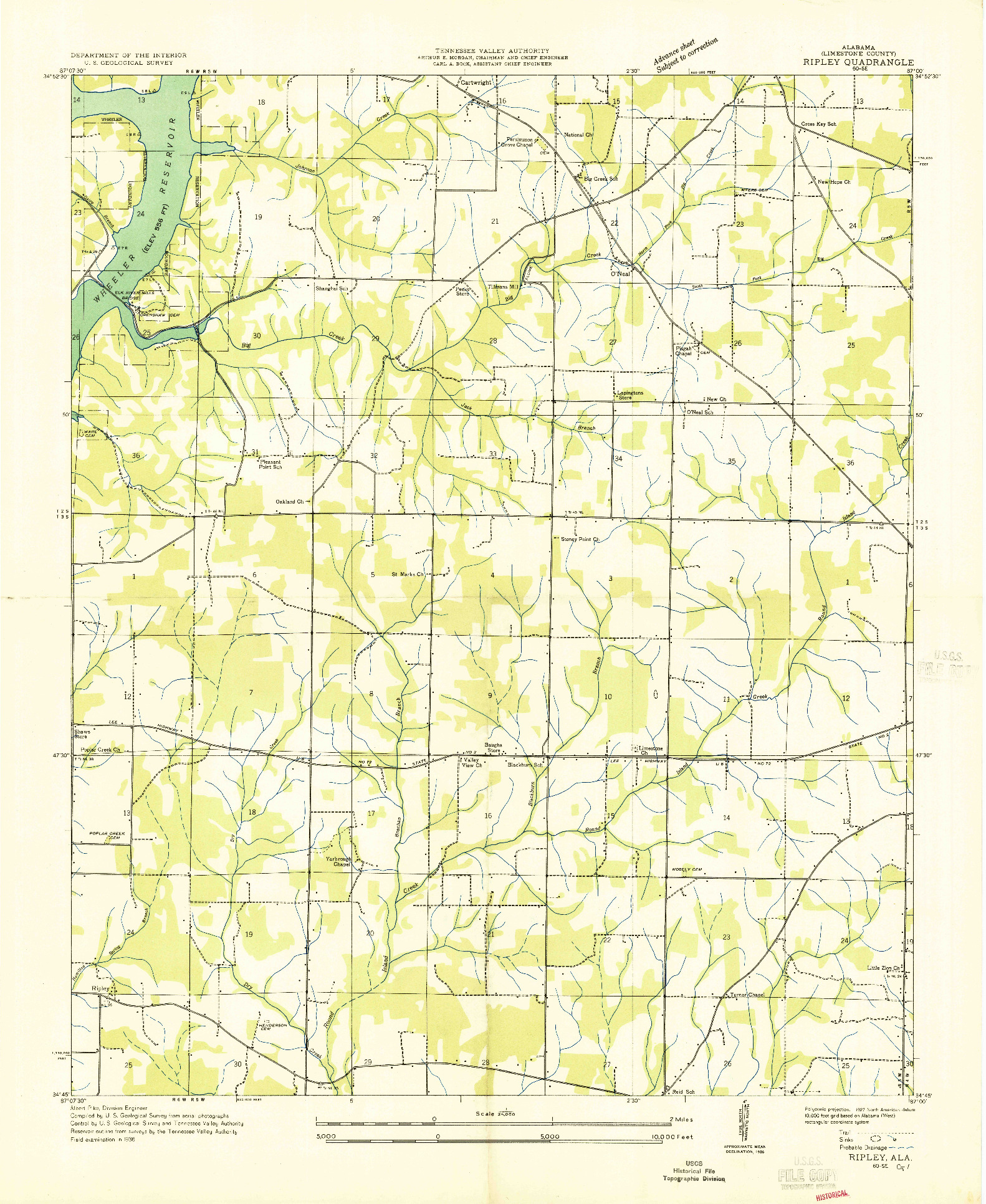 USGS 1:24000-SCALE QUADRANGLE FOR RIPLEY, AL 1936