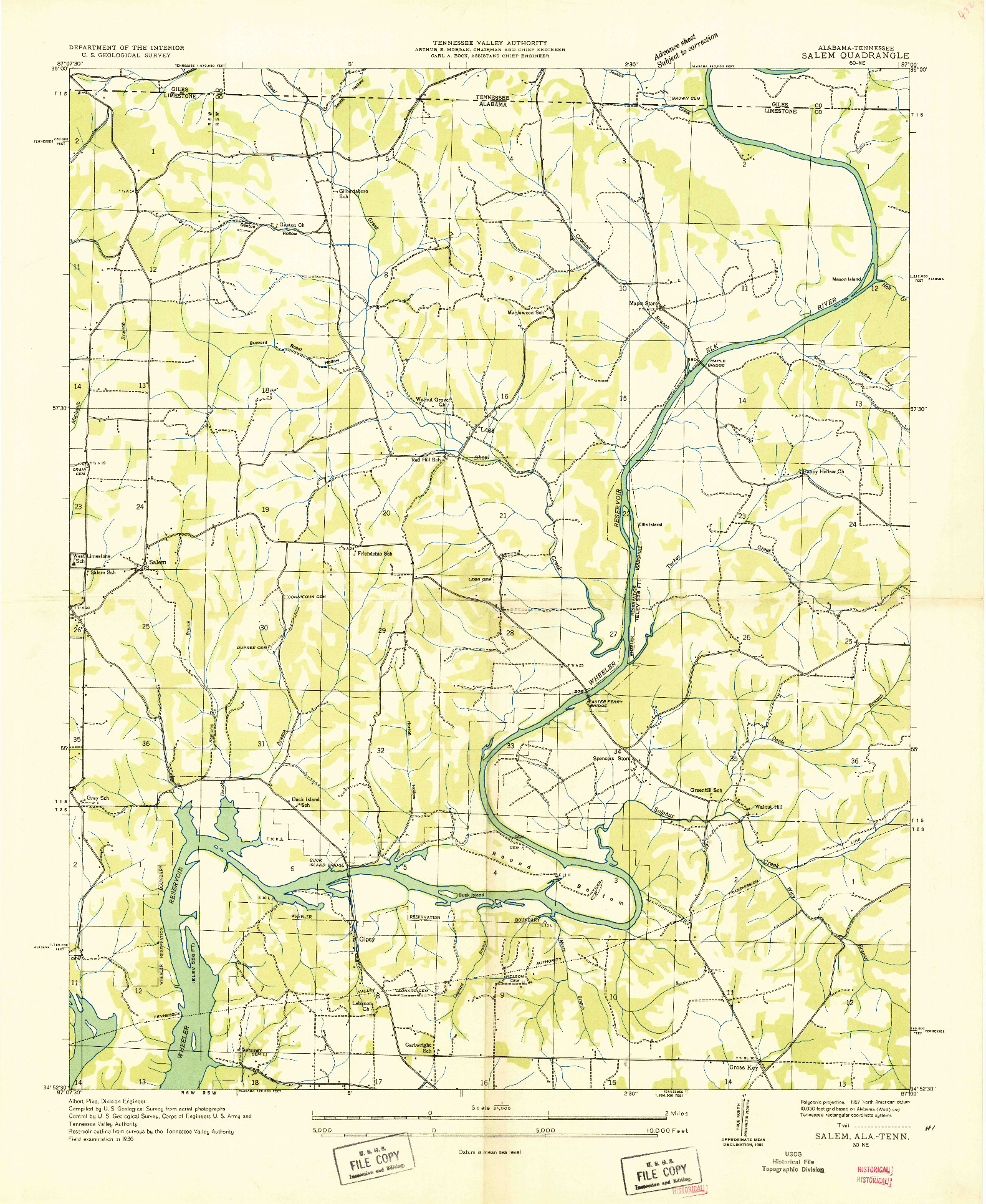 USGS 1:24000-SCALE QUADRANGLE FOR SALEM, AL 1936
