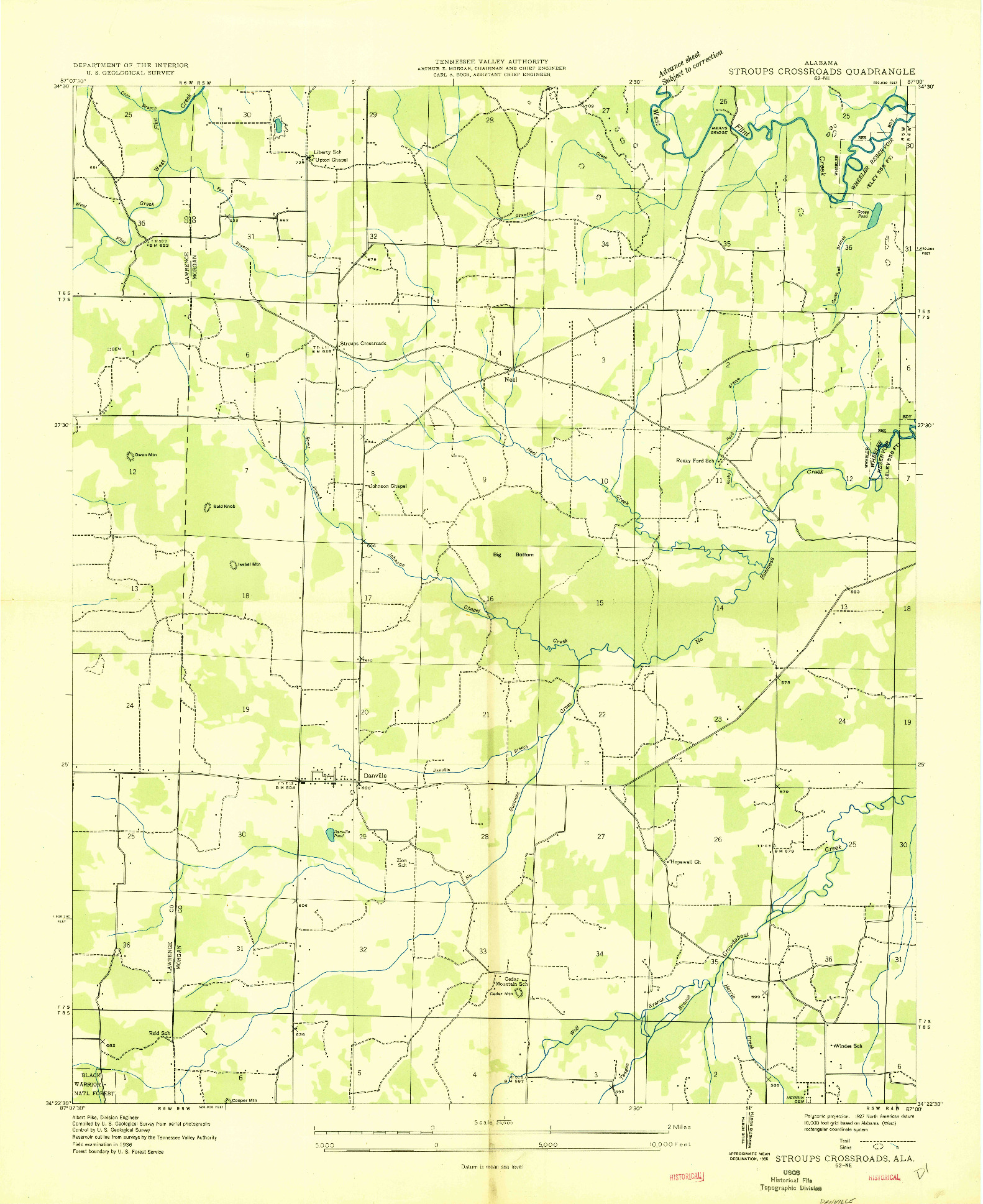 USGS 1:24000-SCALE QUADRANGLE FOR STROUPS CROSSROADS, AL 1936