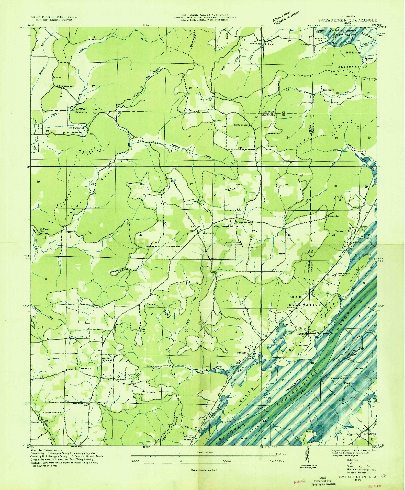 USGS 1:24000-SCALE QUADRANGLE FOR SWEARENGIN, AL 1936