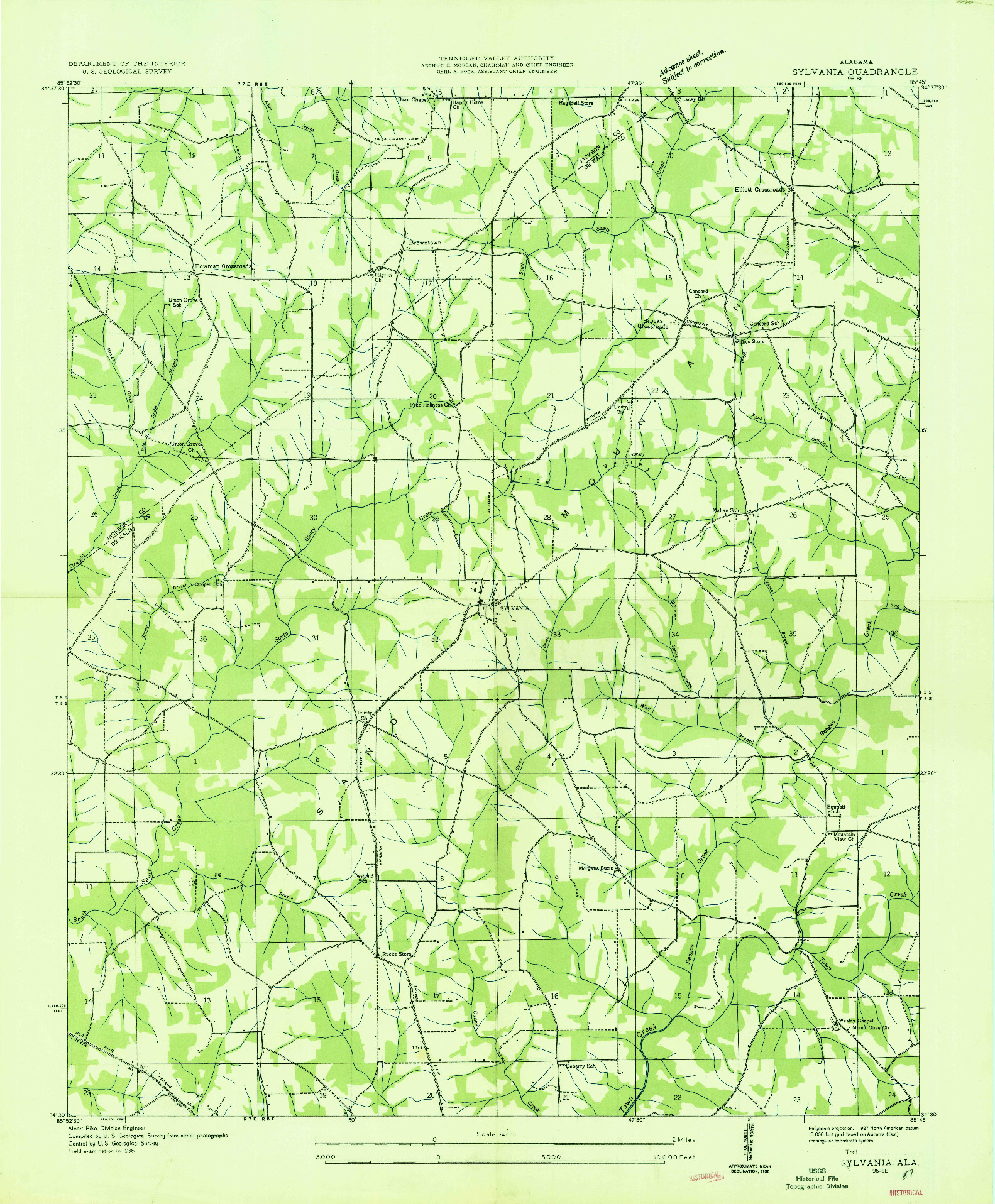 USGS 1:24000-SCALE QUADRANGLE FOR SYLVANIA, AL 1936