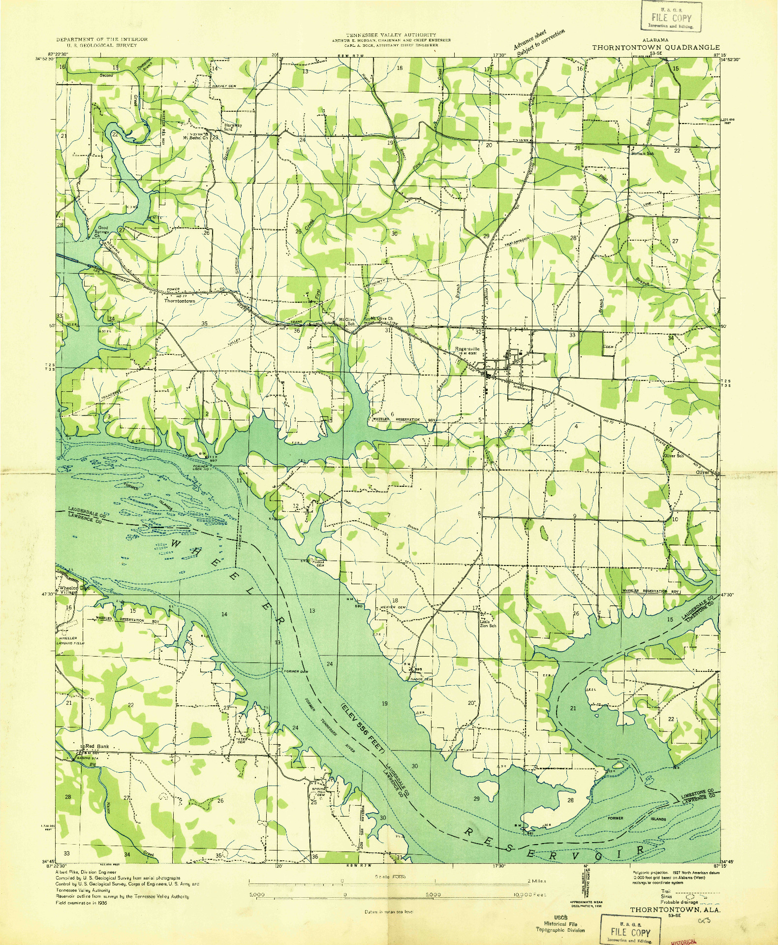 USGS 1:24000-SCALE QUADRANGLE FOR THORNTONTOWN, AL 1936