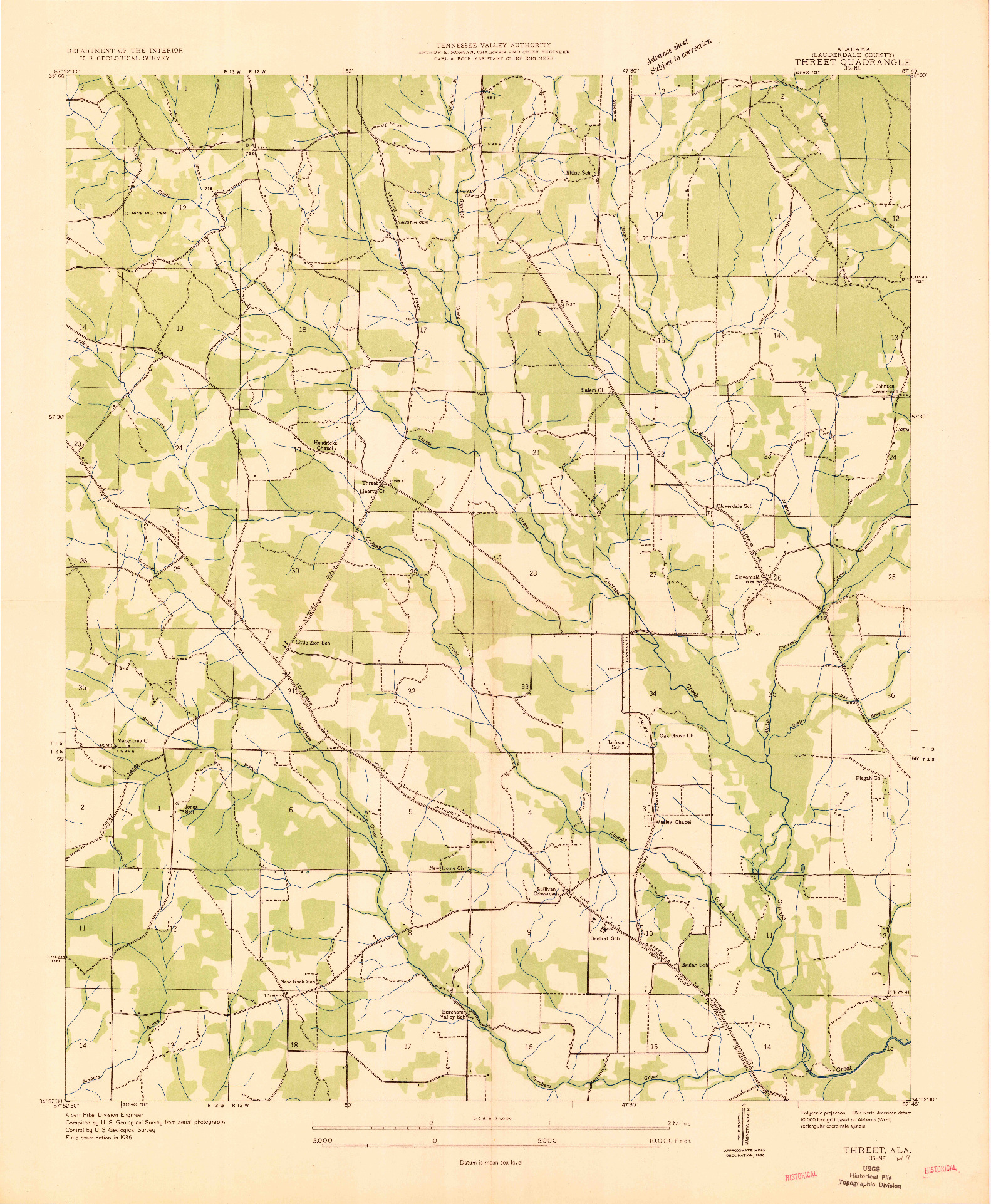USGS 1:24000-SCALE QUADRANGLE FOR THREET, AL 1936