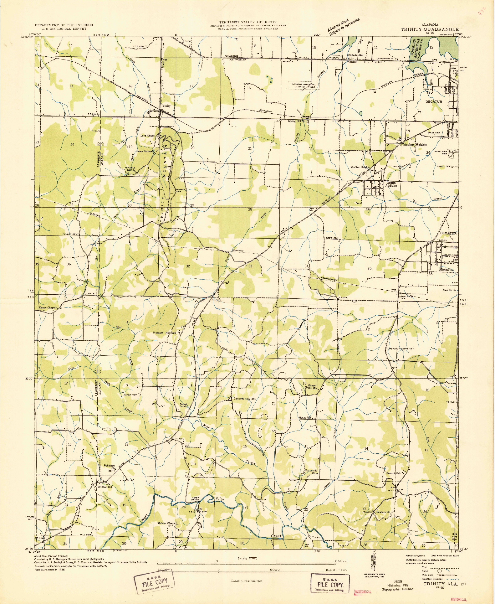 USGS 1:24000-SCALE QUADRANGLE FOR TRINITY, AL 1936