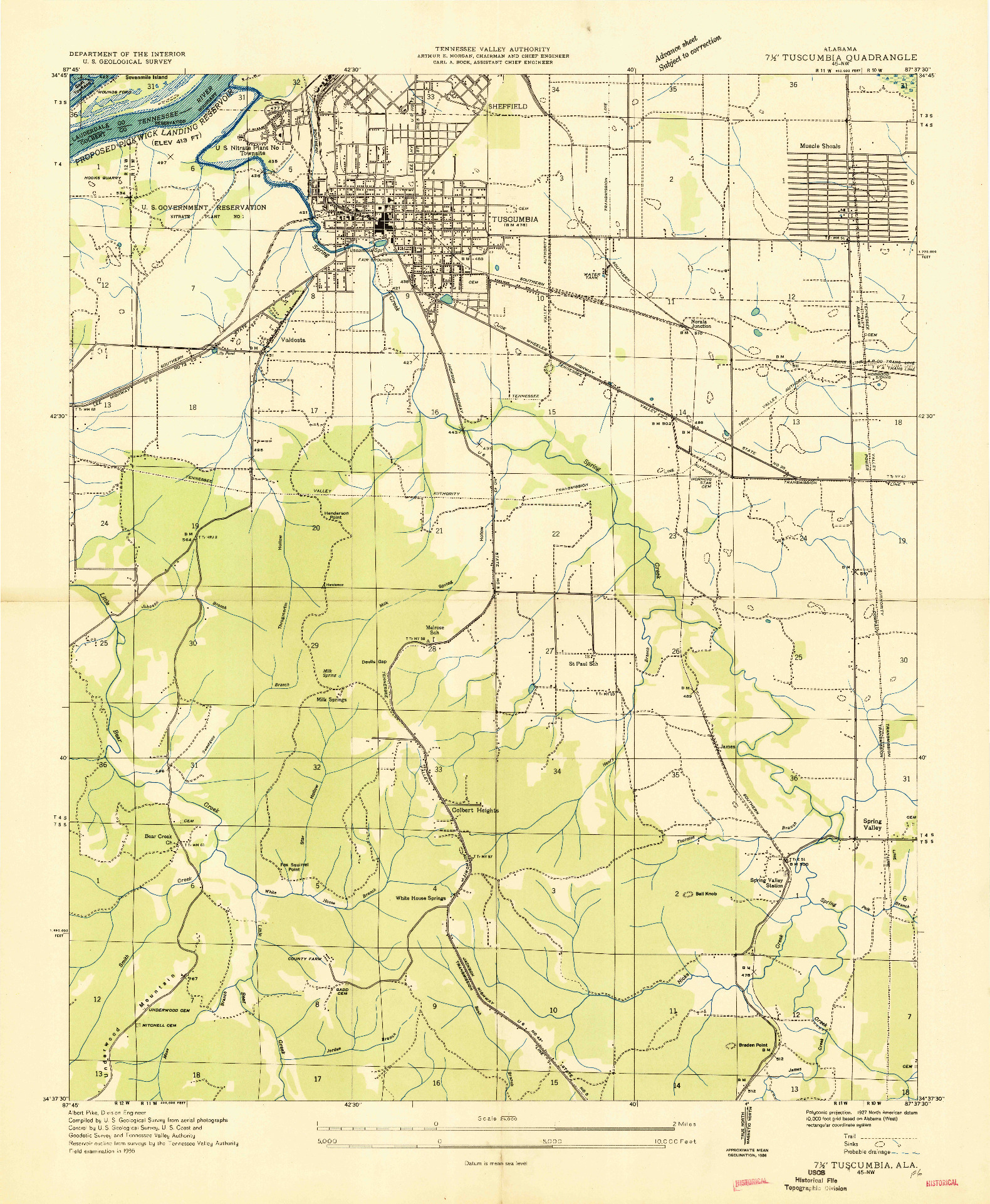 USGS 1:24000-SCALE QUADRANGLE FOR TUSCUMBIA, AL 1936