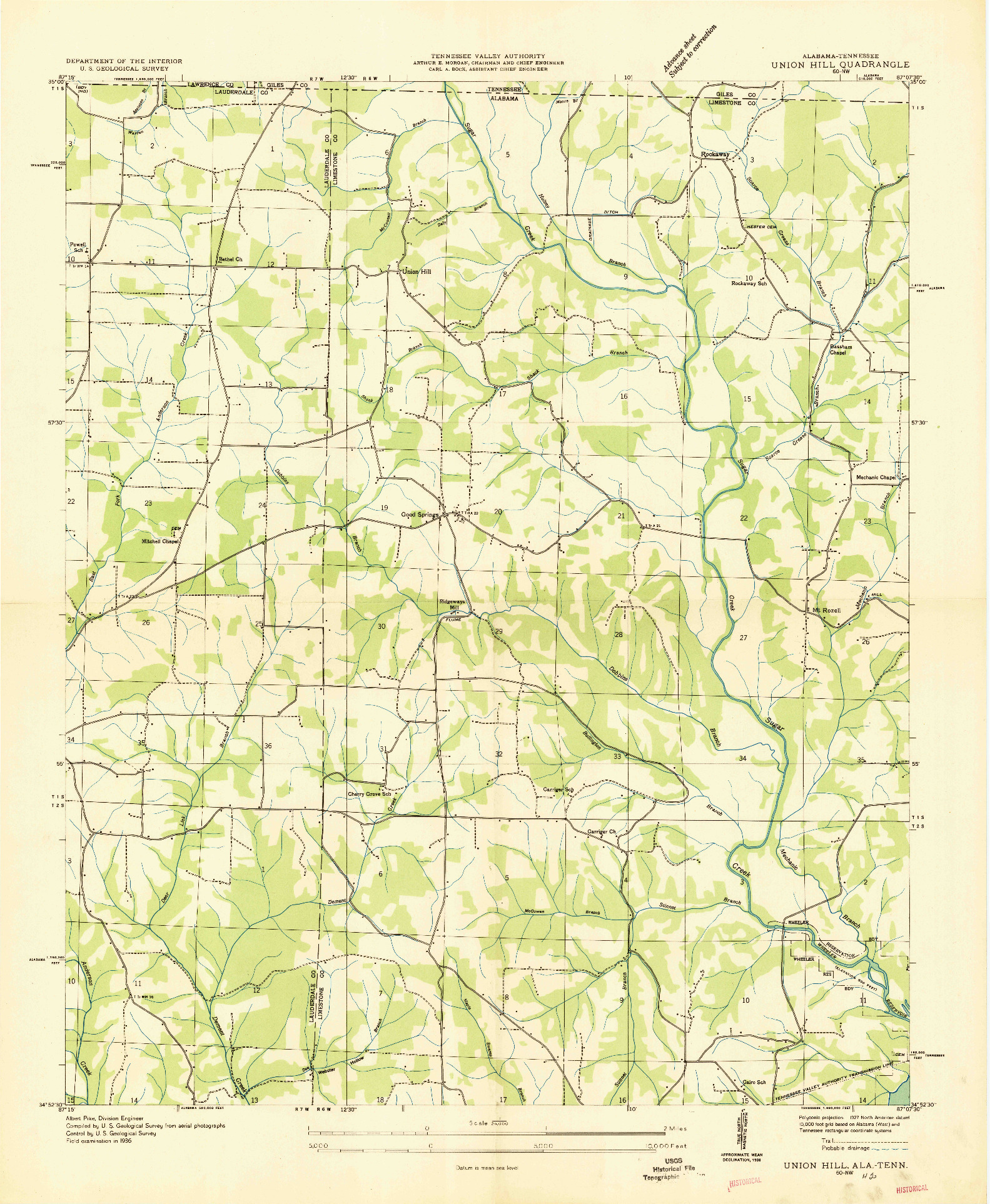 USGS 1:24000-SCALE QUADRANGLE FOR UNION HILL, AL 1936