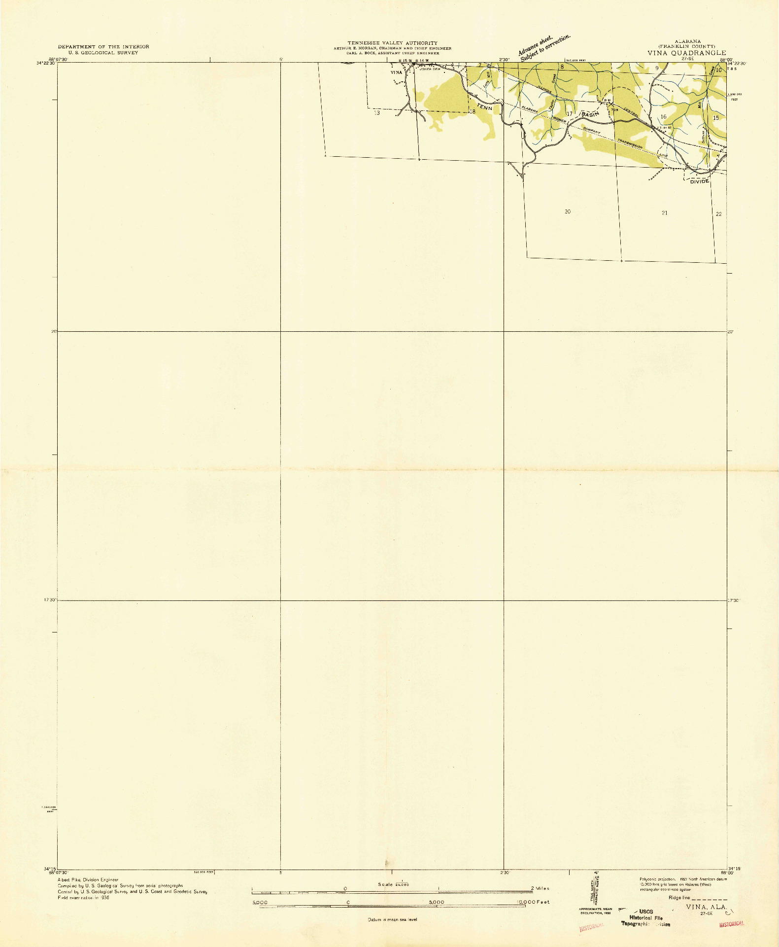 USGS 1:24000-SCALE QUADRANGLE FOR VINA, AL 1936