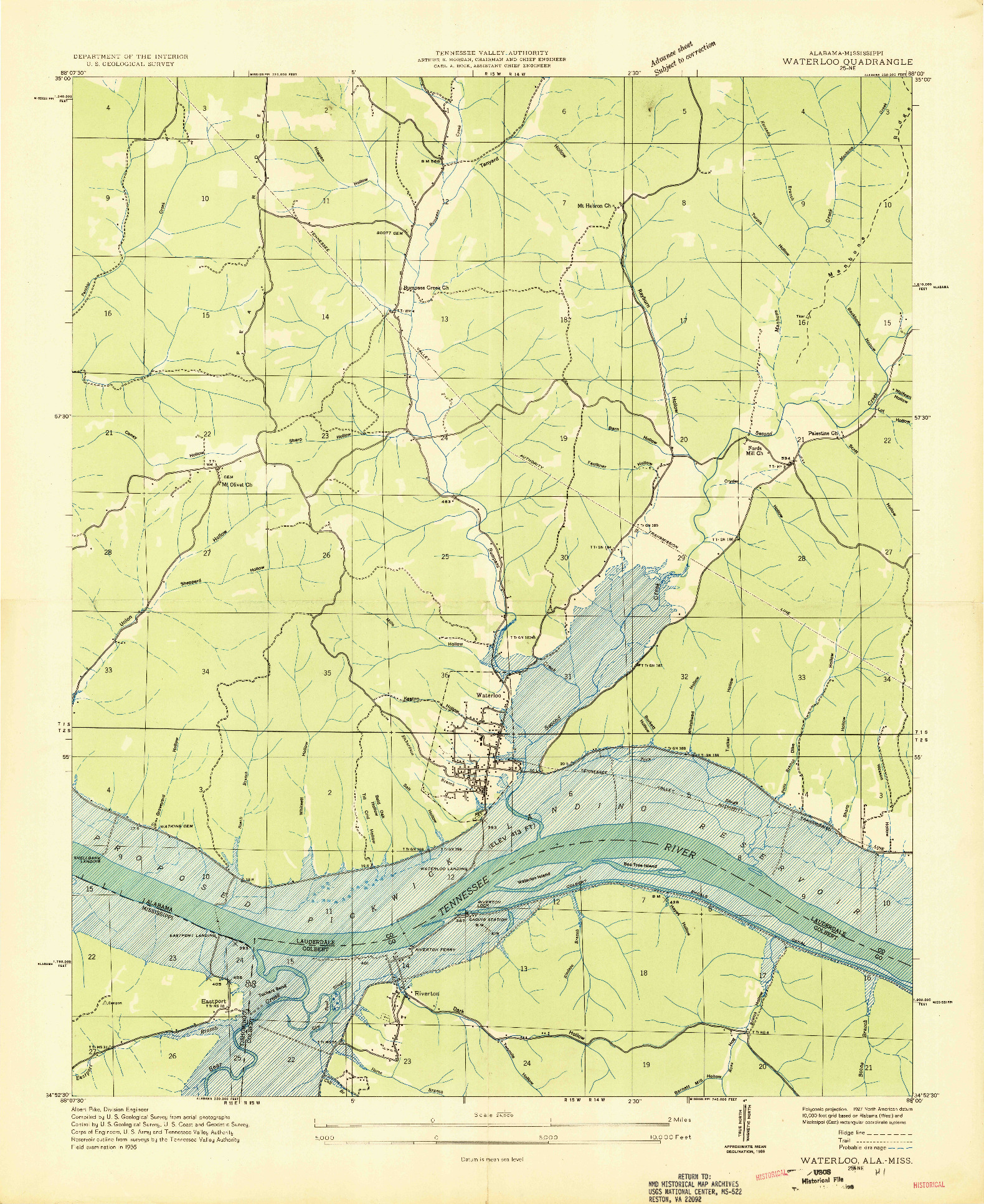 USGS 1:24000-SCALE QUADRANGLE FOR WATERLOO, AL 1936