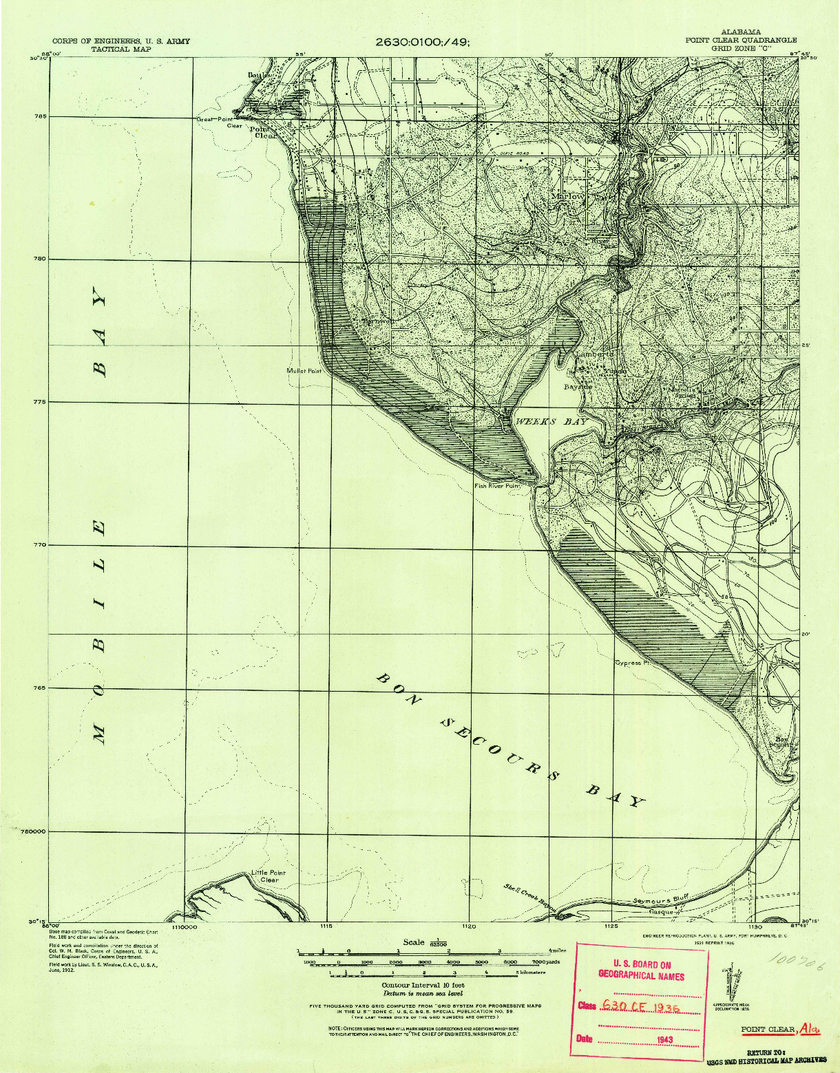 USGS 1:62500-SCALE QUADRANGLE FOR POINT CLEAR, AL 1921