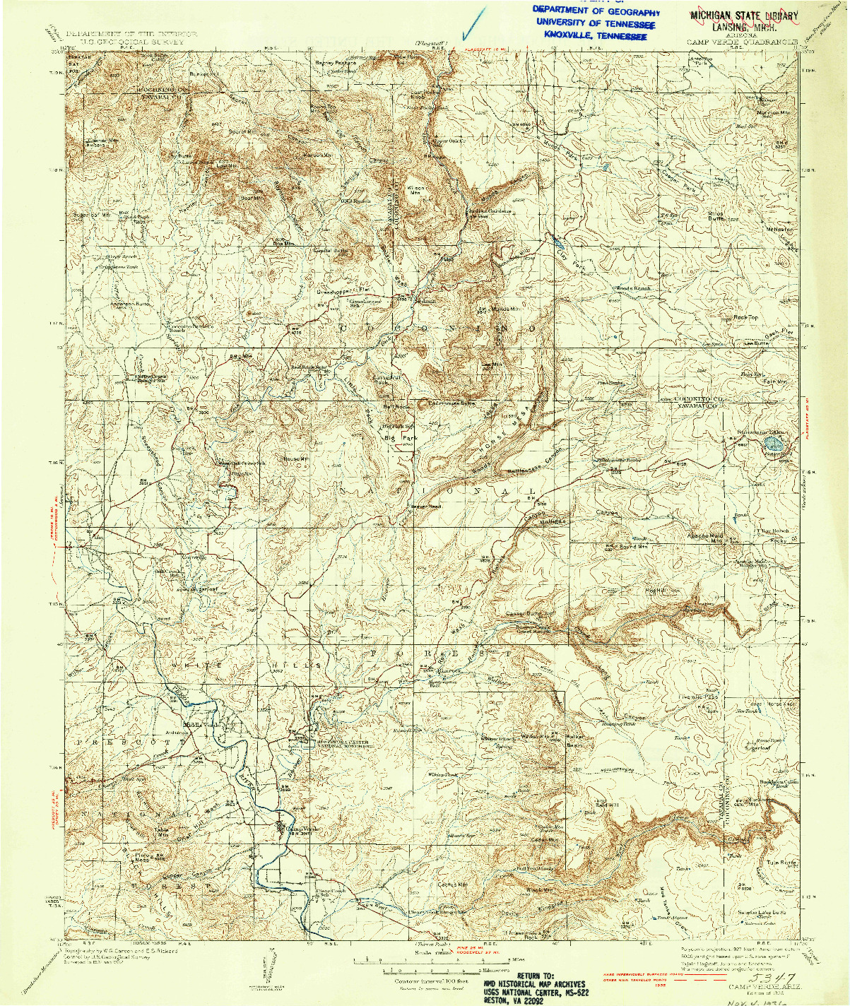 USGS 1:125000-SCALE QUADRANGLE FOR CAMP VERDE, AZ 1936
