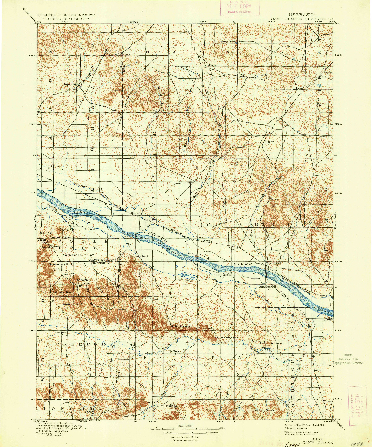 USGS 1:125000-SCALE QUADRANGLE FOR CAMP CLARKE, NE 1898