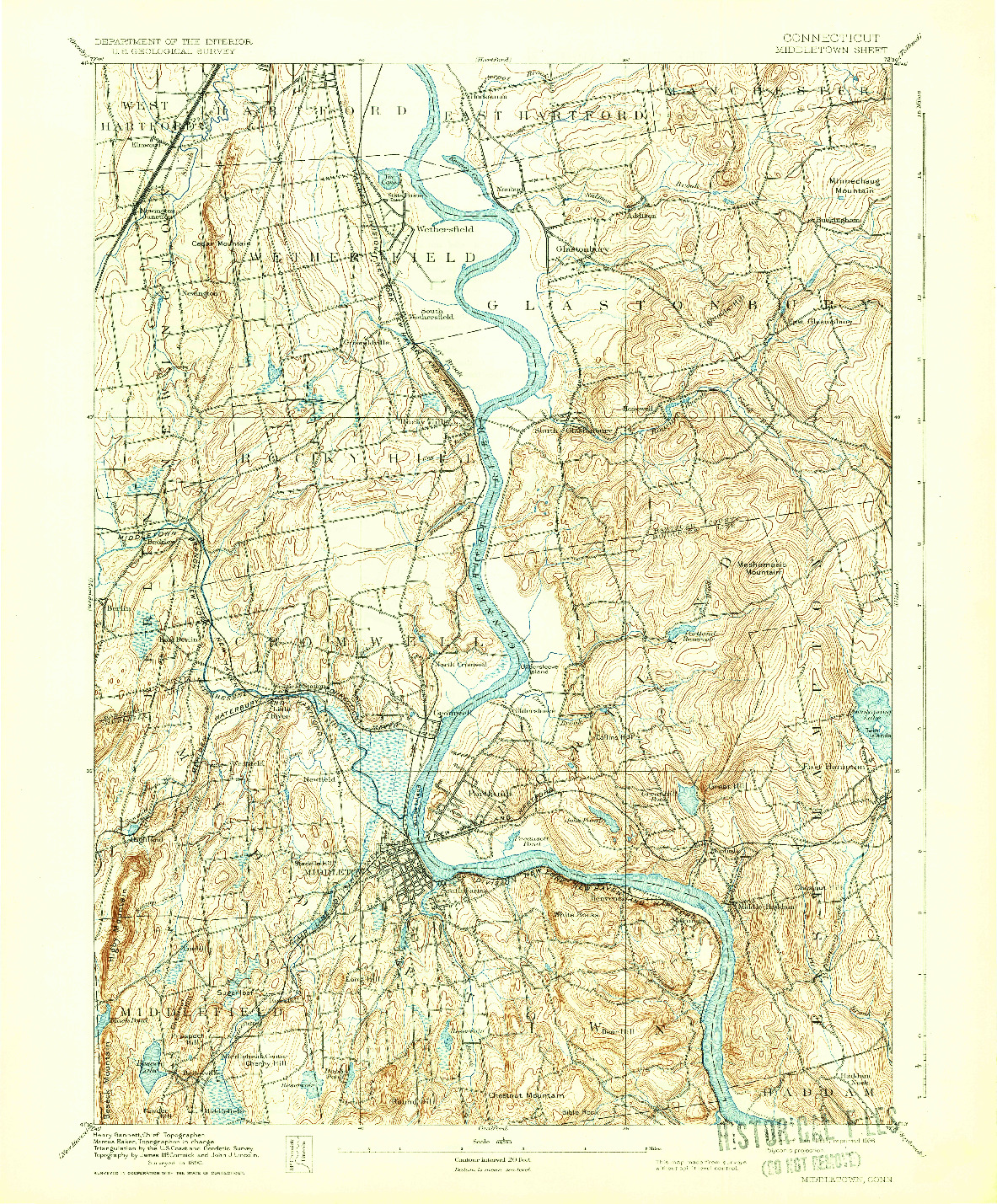 USGS 1:62500-SCALE QUADRANGLE FOR MIDDLETOWN, CT 1893