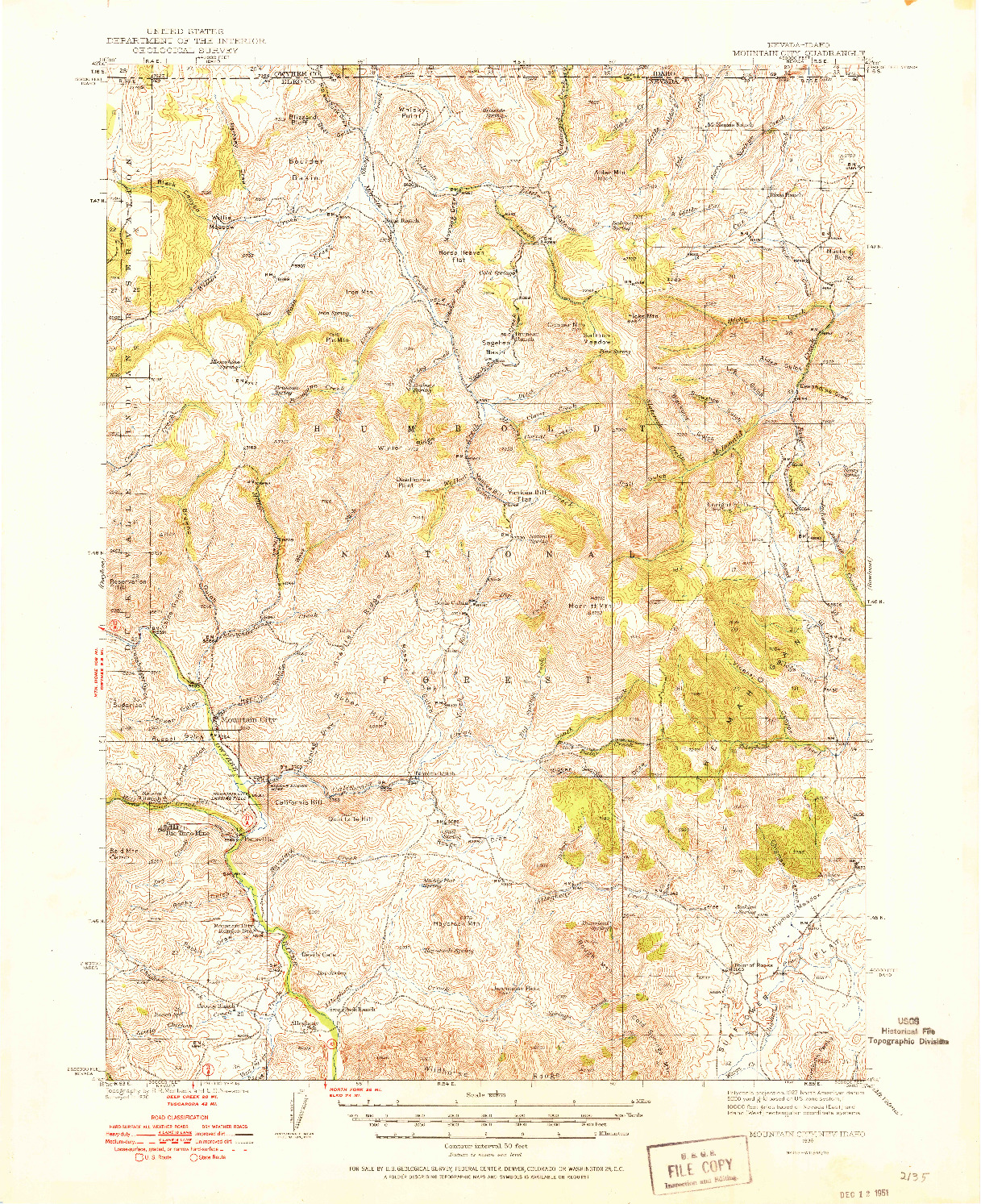 USGS 1:62500-SCALE QUADRANGLE FOR MOUNTAIN CITY, NV 1936