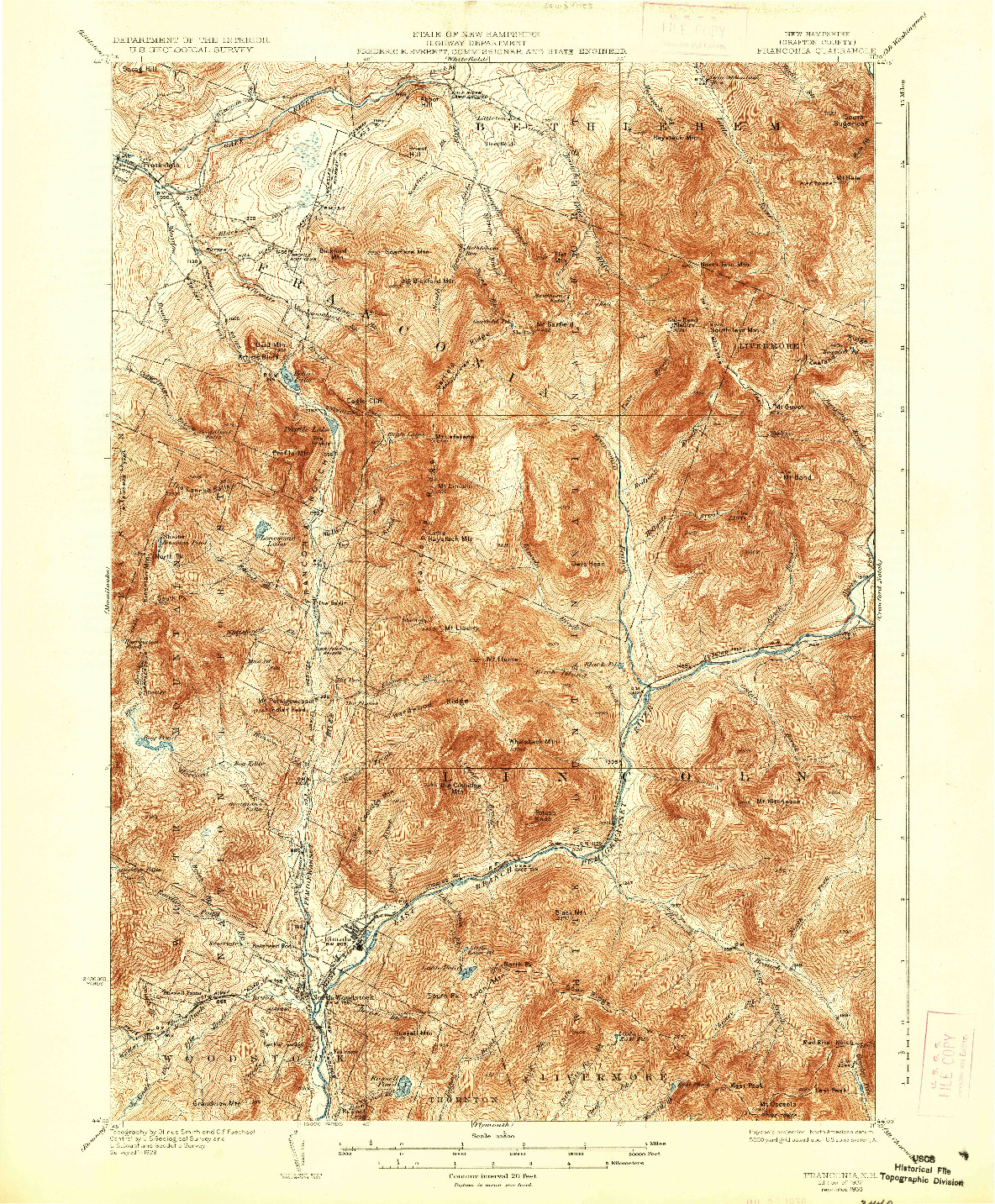 USGS 1:62500-SCALE QUADRANGLE FOR FRANCONIA, NH 1932