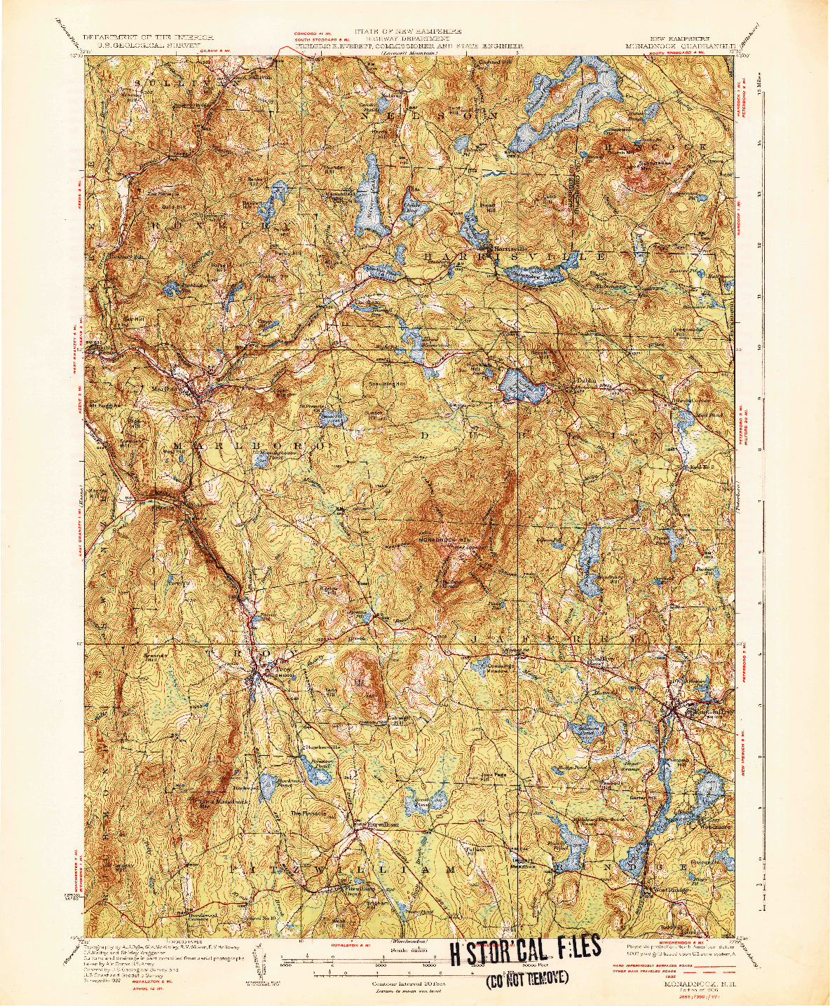 USGS 1:62500-SCALE QUADRANGLE FOR MONADNOCK, NH 1936