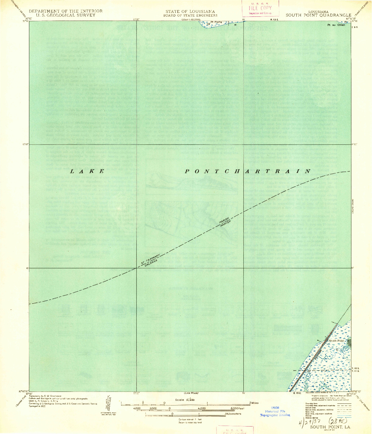 USGS 1:31680-SCALE QUADRANGLE FOR SOUTH POINT, LA 1936