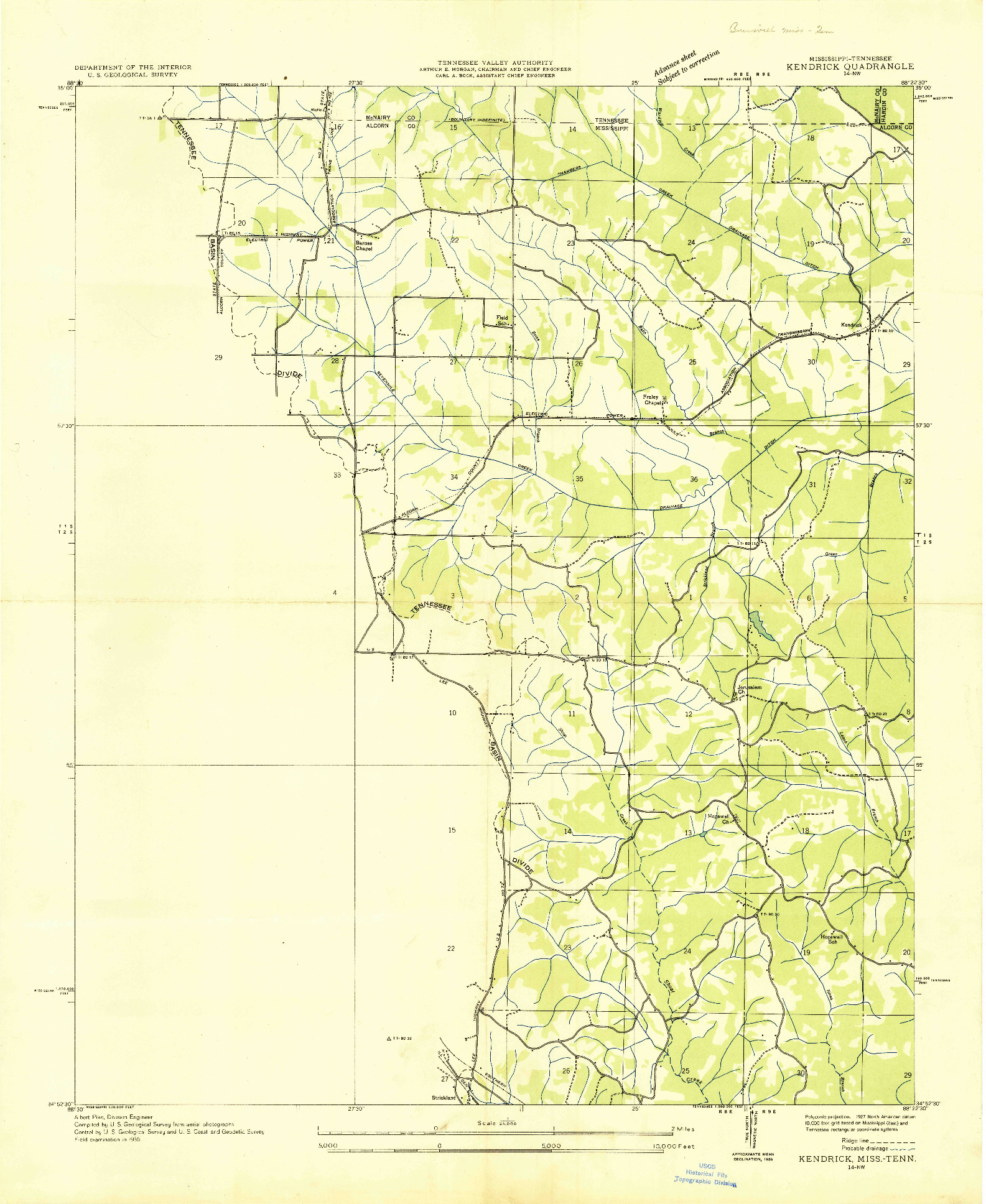 USGS 1:24000-SCALE QUADRANGLE FOR KENDRICK, MS 1936