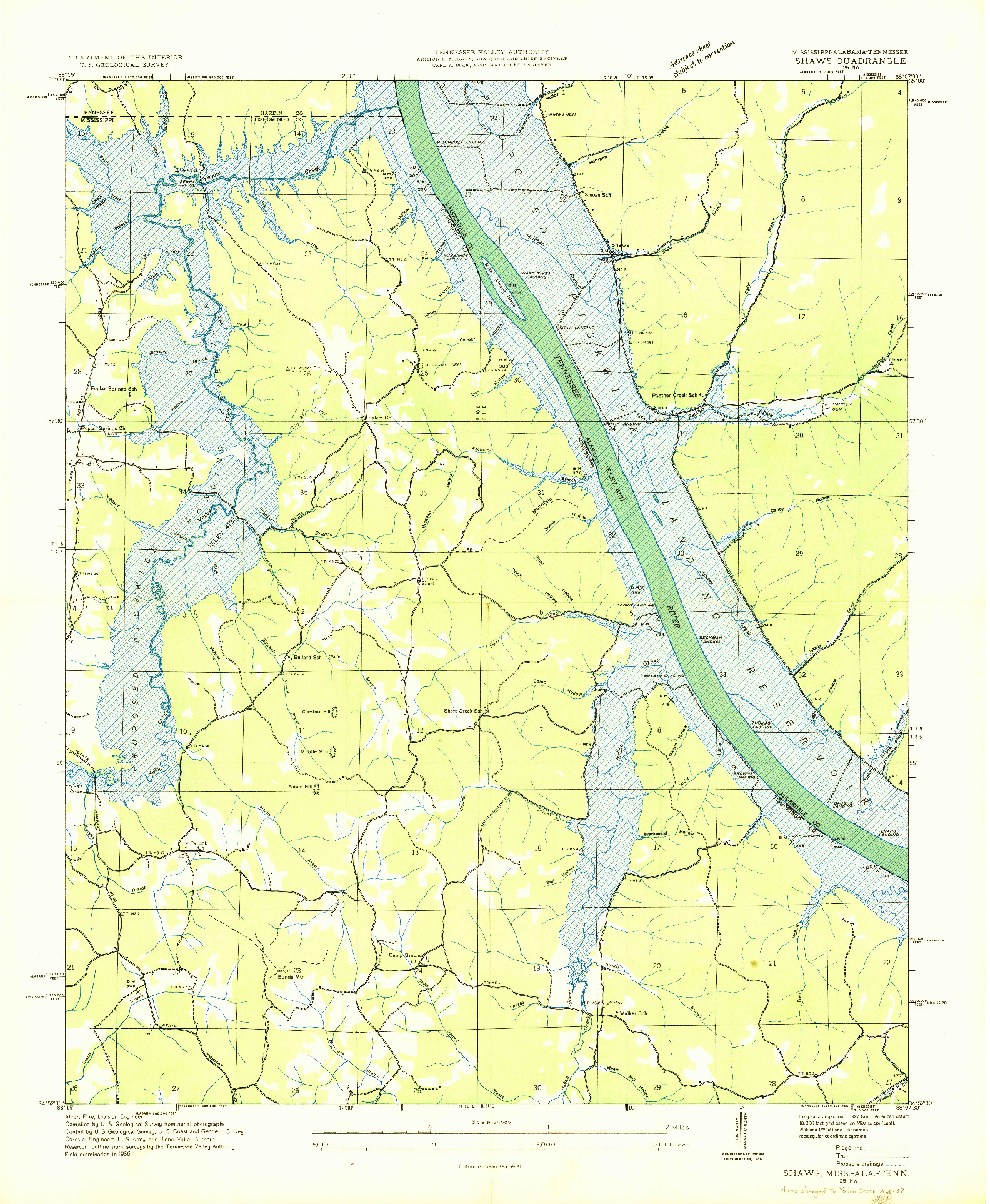 USGS 1:24000-SCALE QUADRANGLE FOR SHAWS, MS 1936