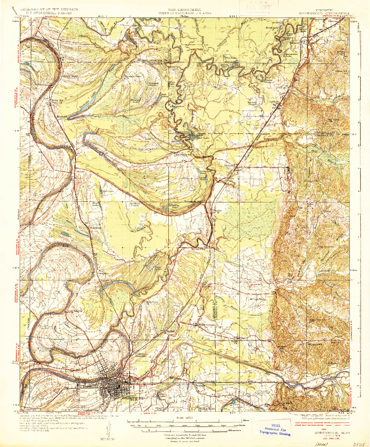 USGS 1:62500-SCALE QUADRANGLE FOR GREENWOOD, MS 1936