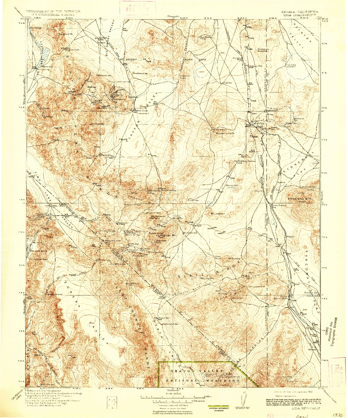 USGS 1:250000-SCALE QUADRANGLE FOR LIDA, NV 1913