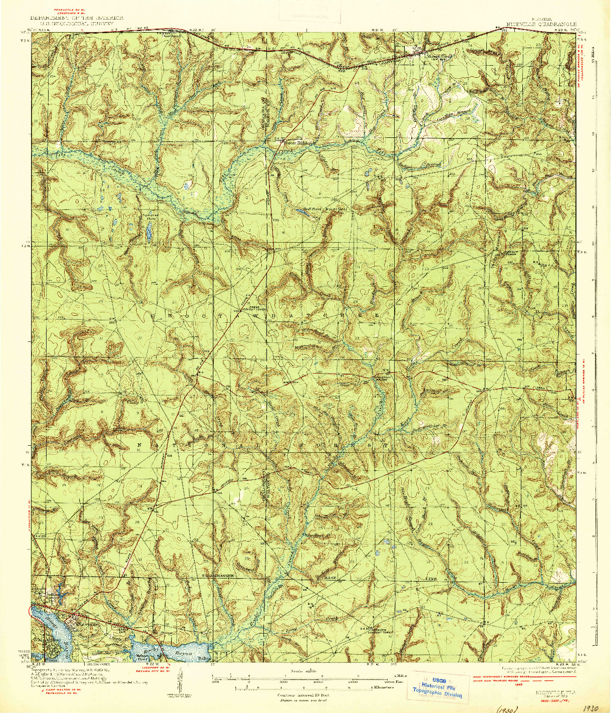 USGS 1:62500-SCALE QUADRANGLE FOR NICEVILLE, FL 1936