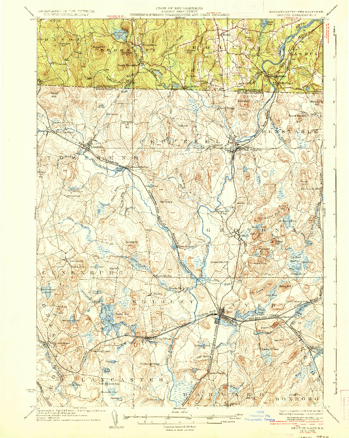 USGS 1:62500-SCALE QUADRANGLE FOR GROTON, MA 1936