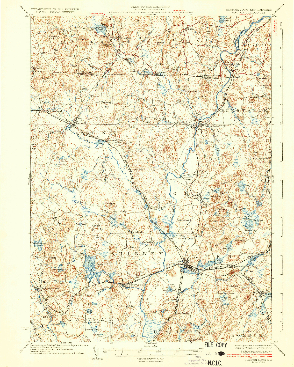 USGS 1:62500-SCALE QUADRANGLE FOR GROTON, MA 1936