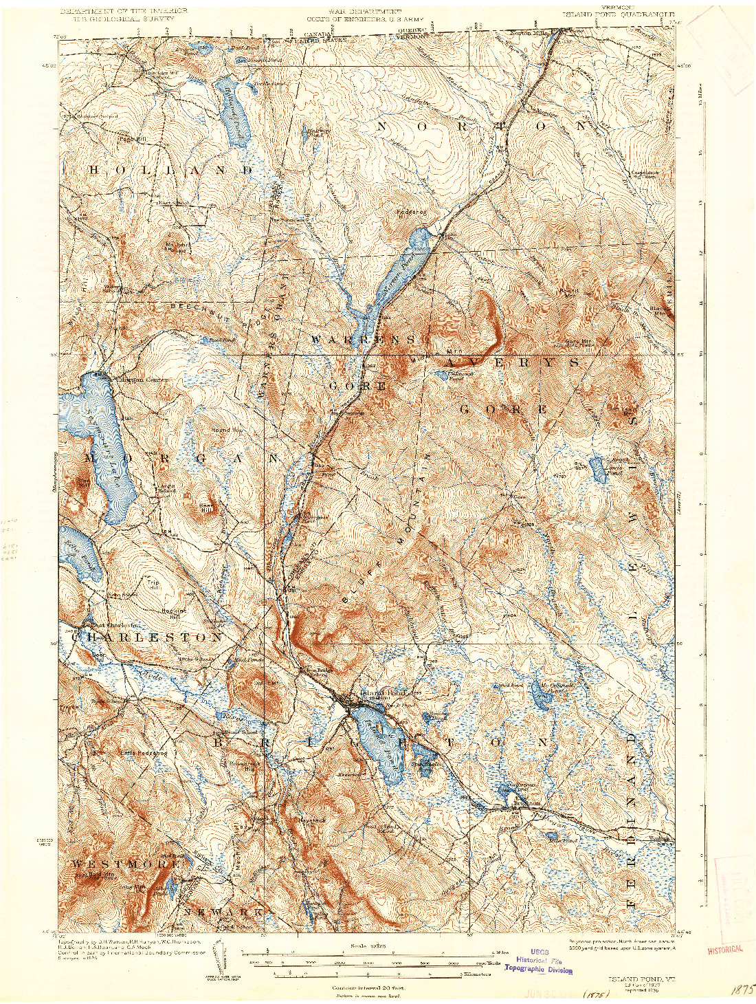 USGS 1:62500-SCALE QUADRANGLE FOR ISLAND POND, VT 1926