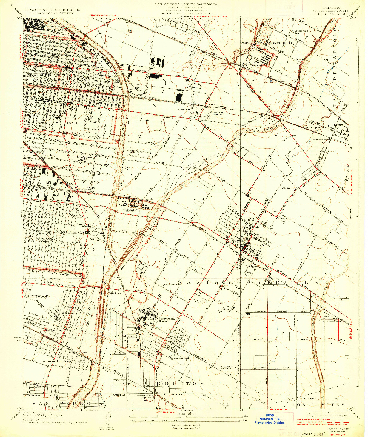 USGS 1:24000-SCALE QUADRANGLE FOR BELL, CA 1936