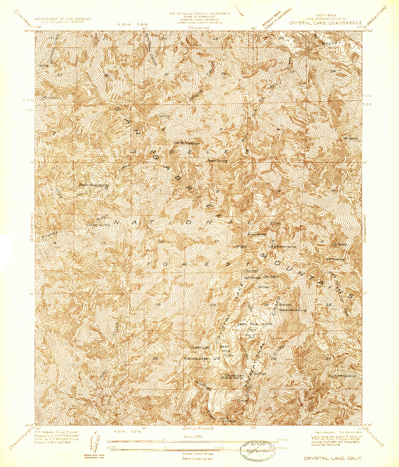 USGS 1:24000-SCALE QUADRANGLE FOR CRYSTAL LAKE, CA 1936