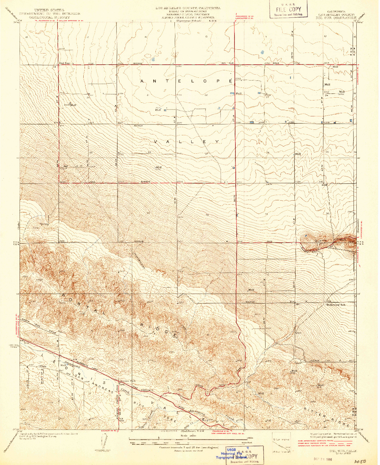 USGS 1:24000-SCALE QUADRANGLE FOR DEL SUR, CA 1936