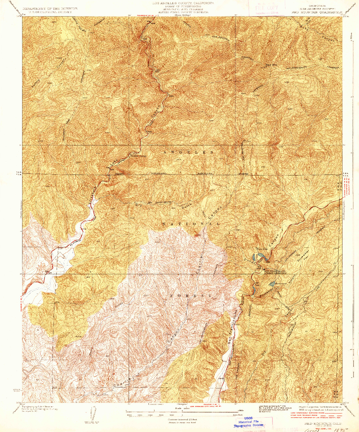 USGS 1:24000-SCALE QUADRANGLE FOR RED MOUNTAIN, CA 1936