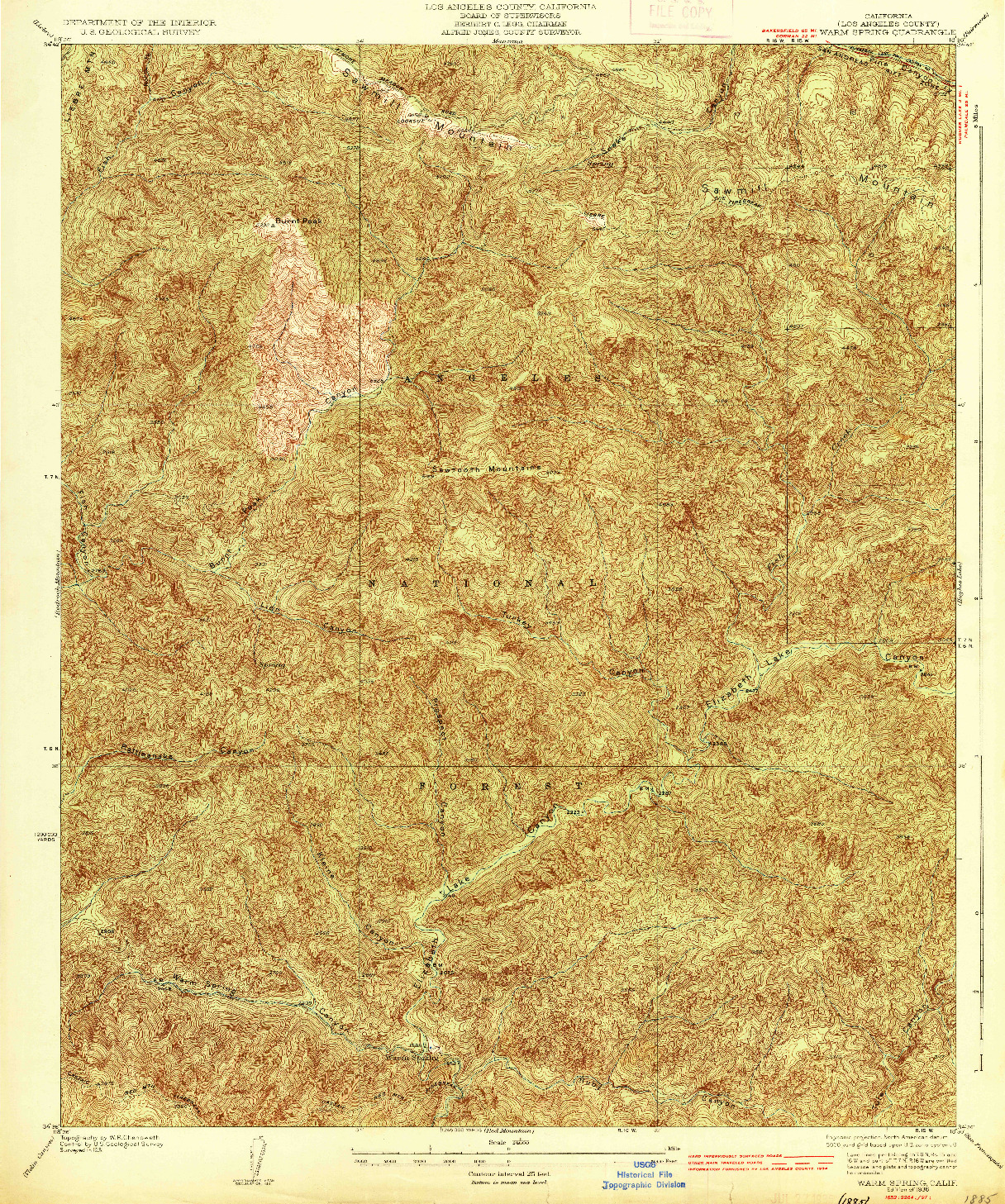 USGS 1:24000-SCALE QUADRANGLE FOR WARM SPRING, CA 1936