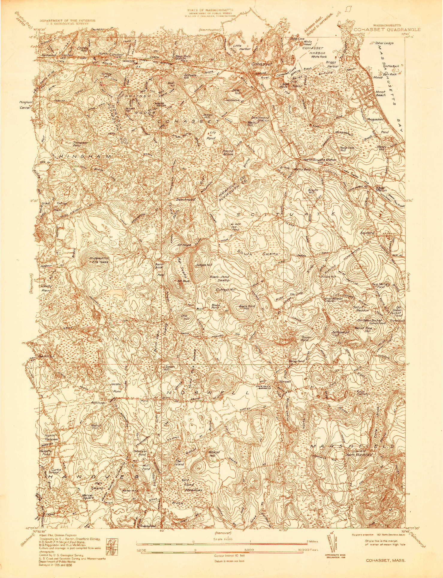 USGS 1:24000-SCALE QUADRANGLE FOR COHASSET, MA 1936