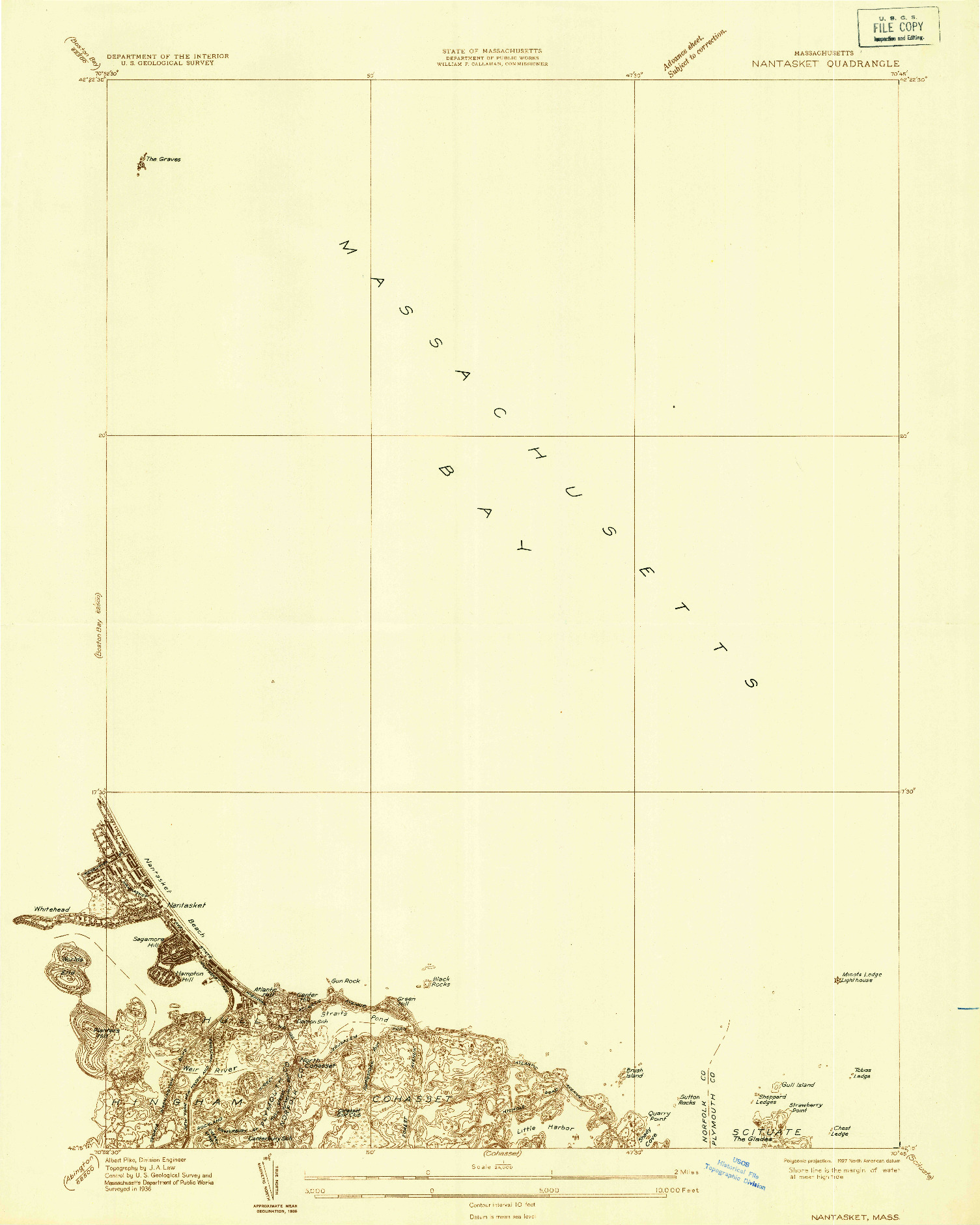 USGS 1:24000-SCALE QUADRANGLE FOR NANTASKET, MA 1936