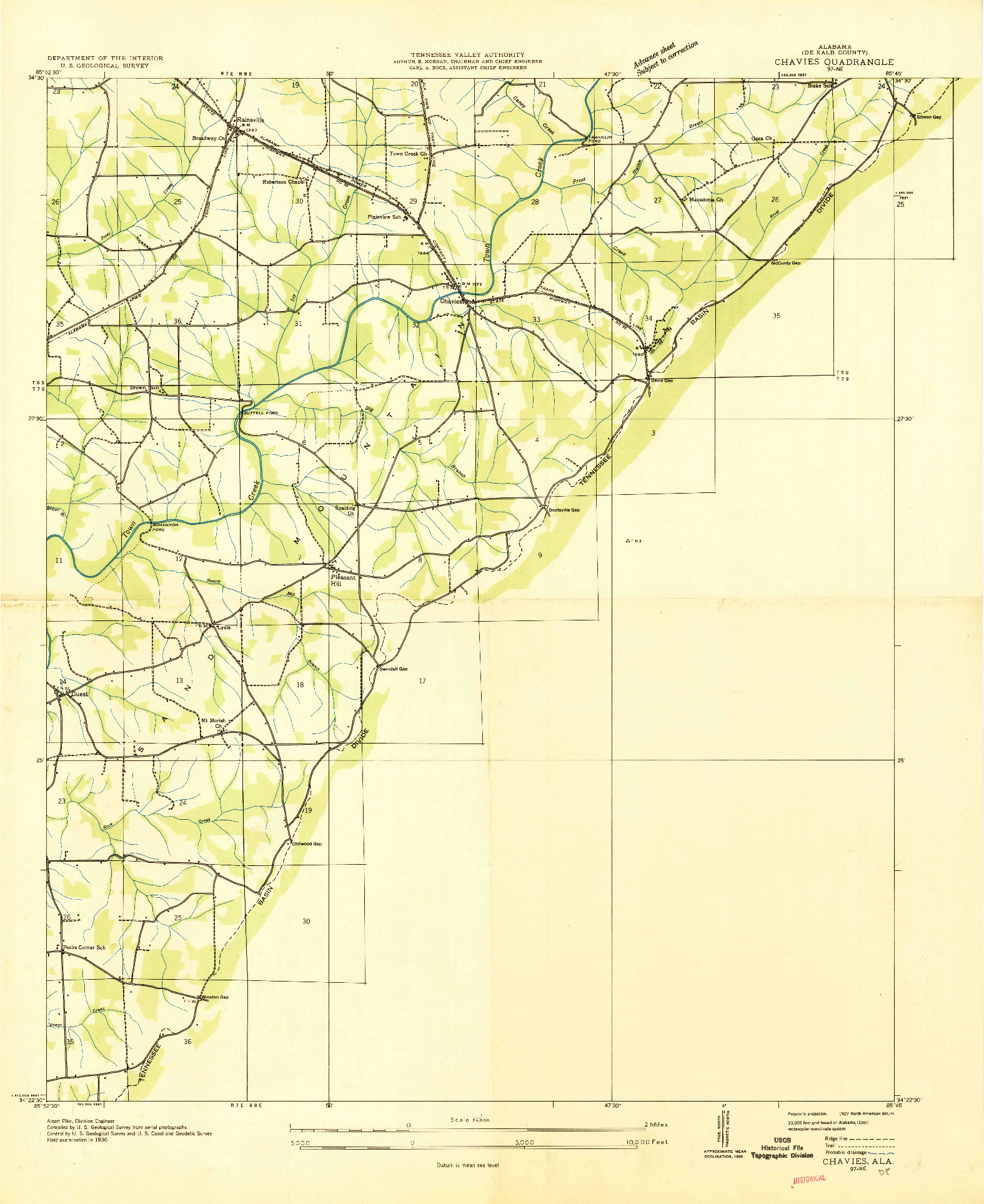 USGS 1:24000-SCALE QUADRANGLE FOR CHAVIES, AL 1936