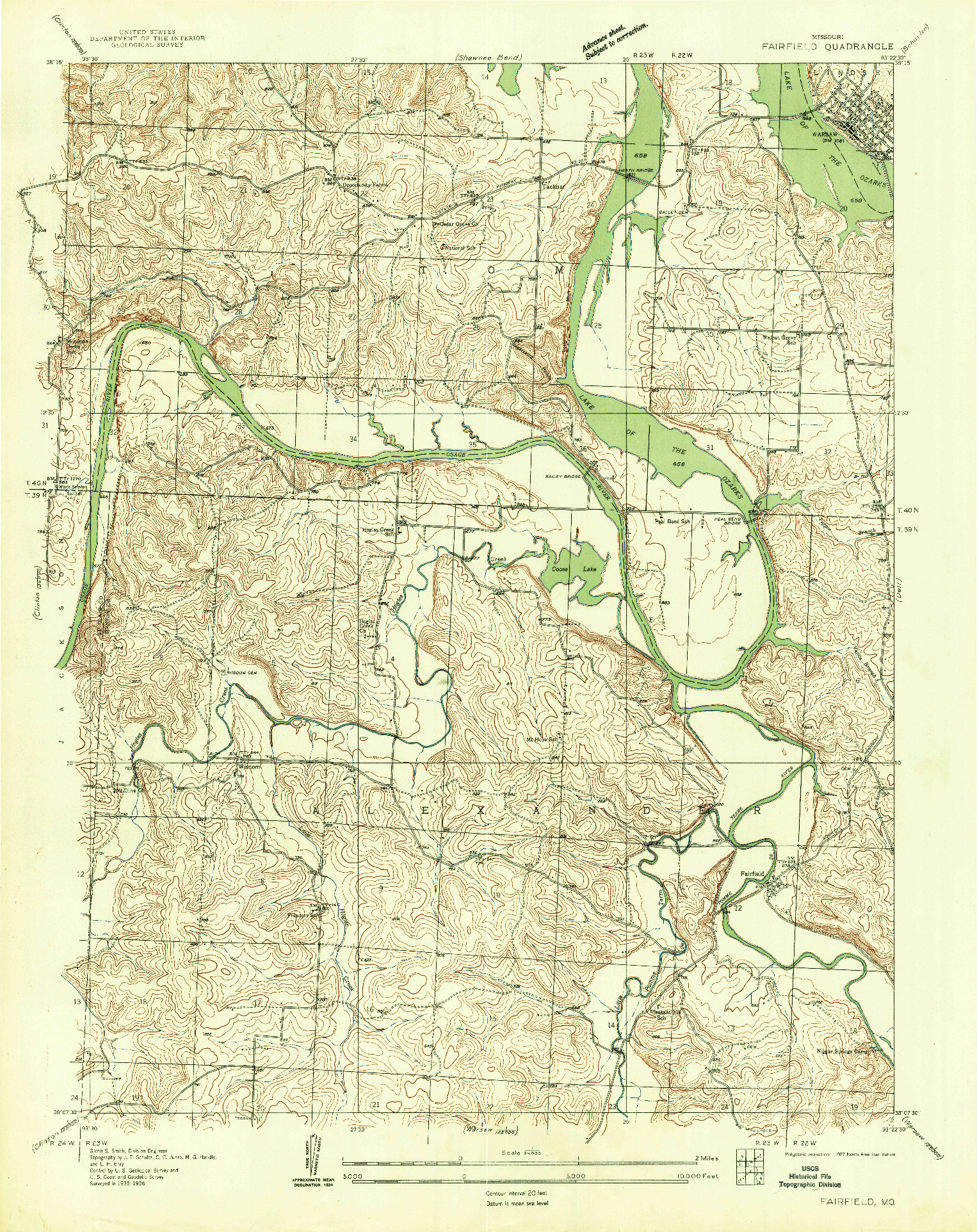 USGS 1:24000-SCALE QUADRANGLE FOR FAIRFAX, MO 1936