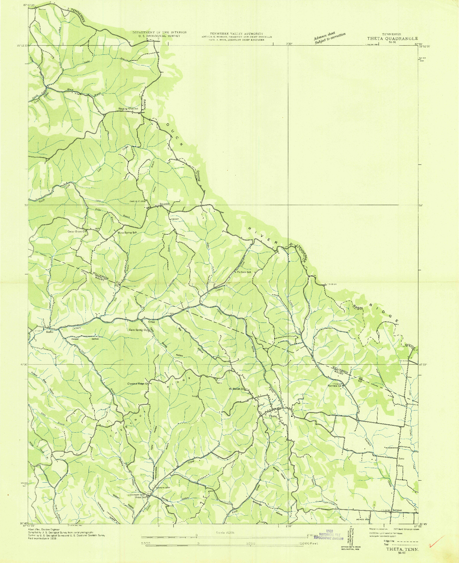 USGS 1:24000-SCALE QUADRANGLE FOR THETA, TN 1936