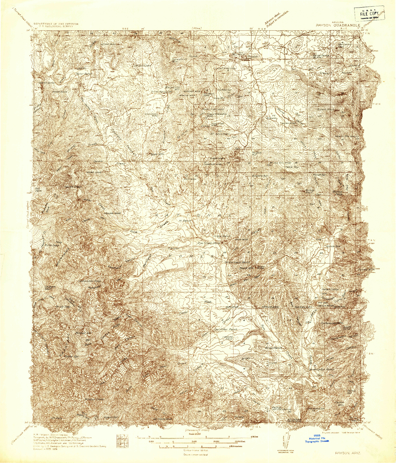 USGS 1:48000-SCALE QUADRANGLE FOR PAYSON, AZ 1936